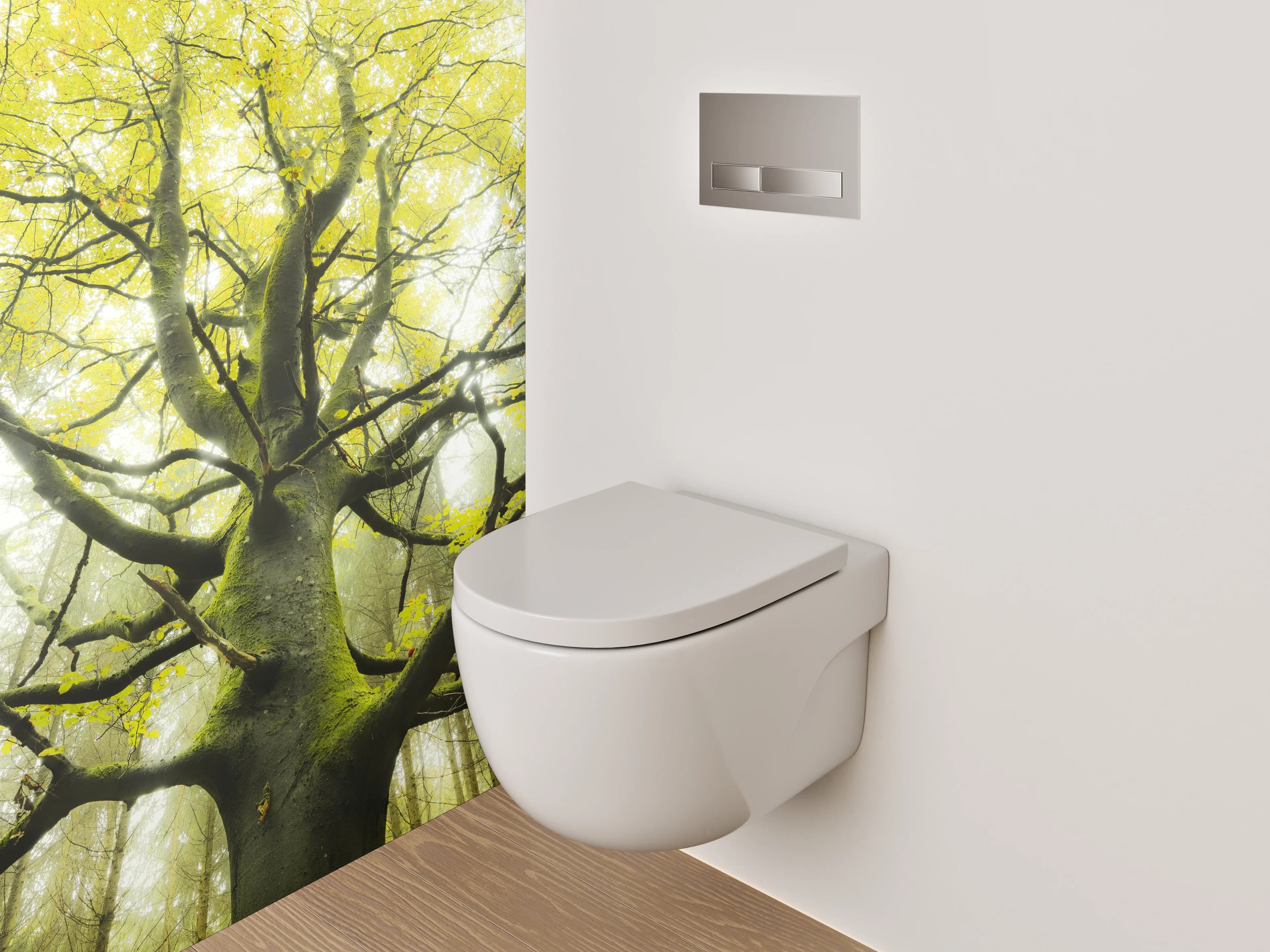 WC-Rückwand - Märchenhafter Baum im Frühlingswald