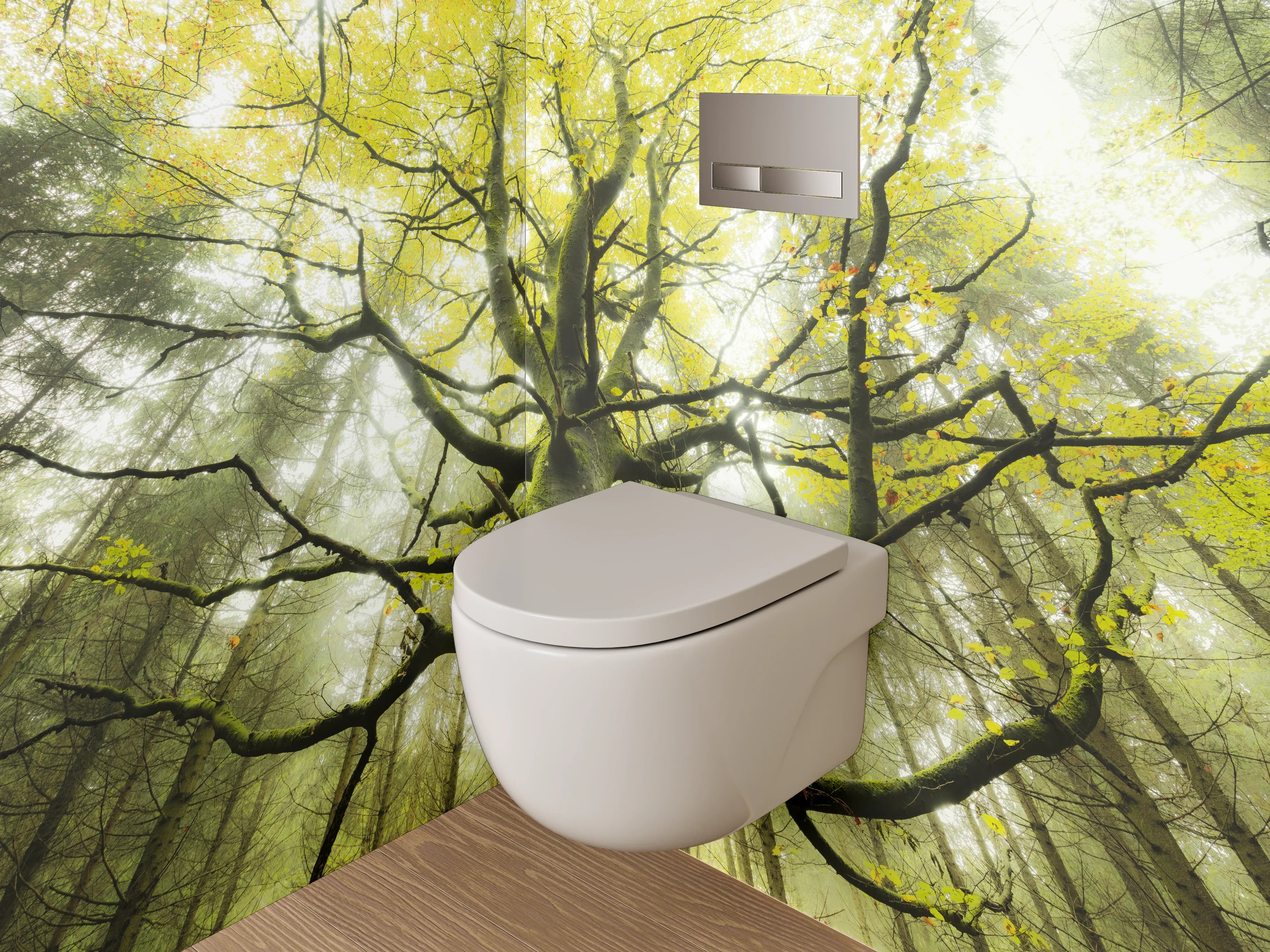 WC-Rückwand - Märchenhafter Baum im Frühlingswald