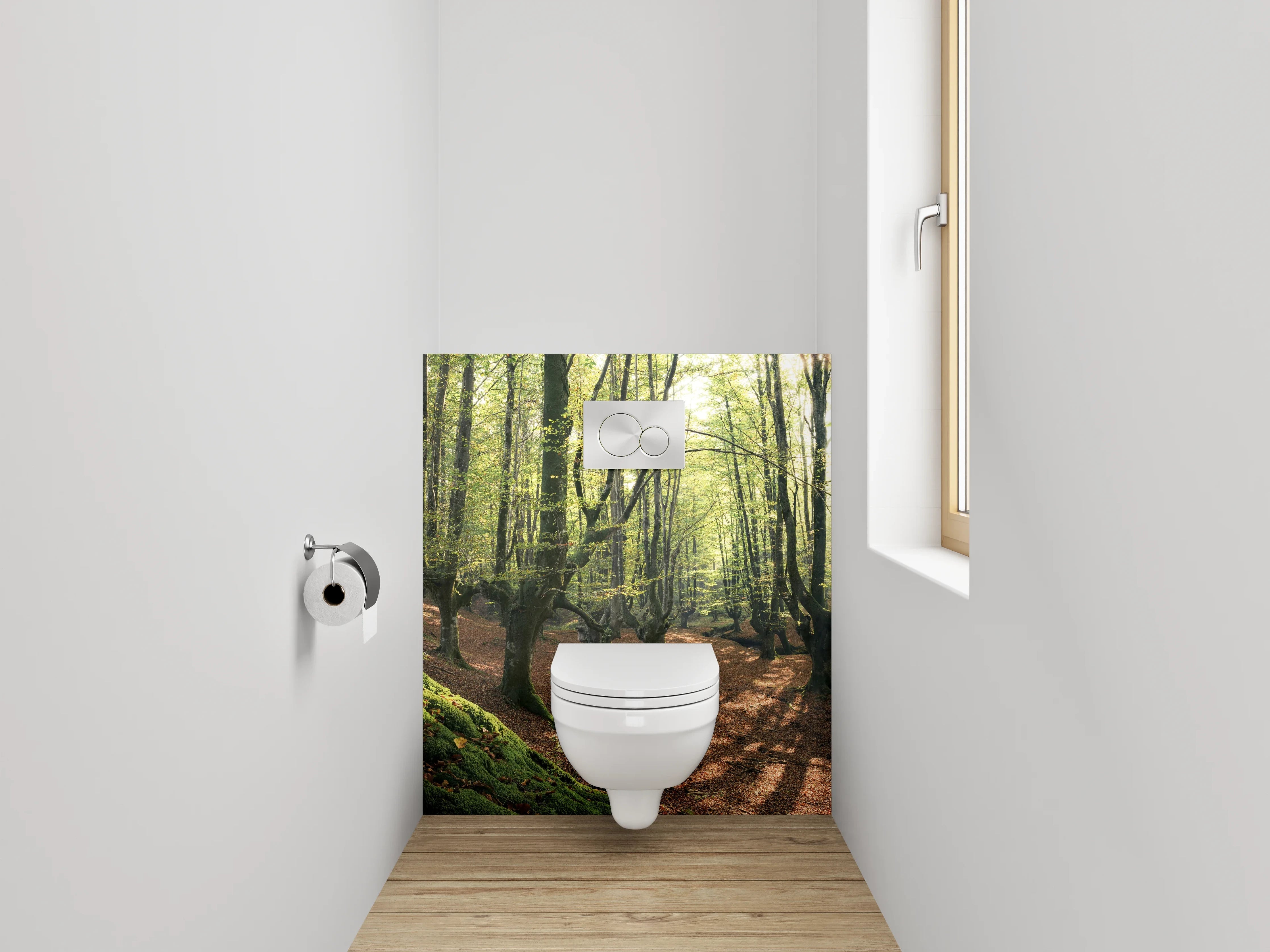 WC-Rückwand - Märchenhafter Frühlingswald Sonnenlicht