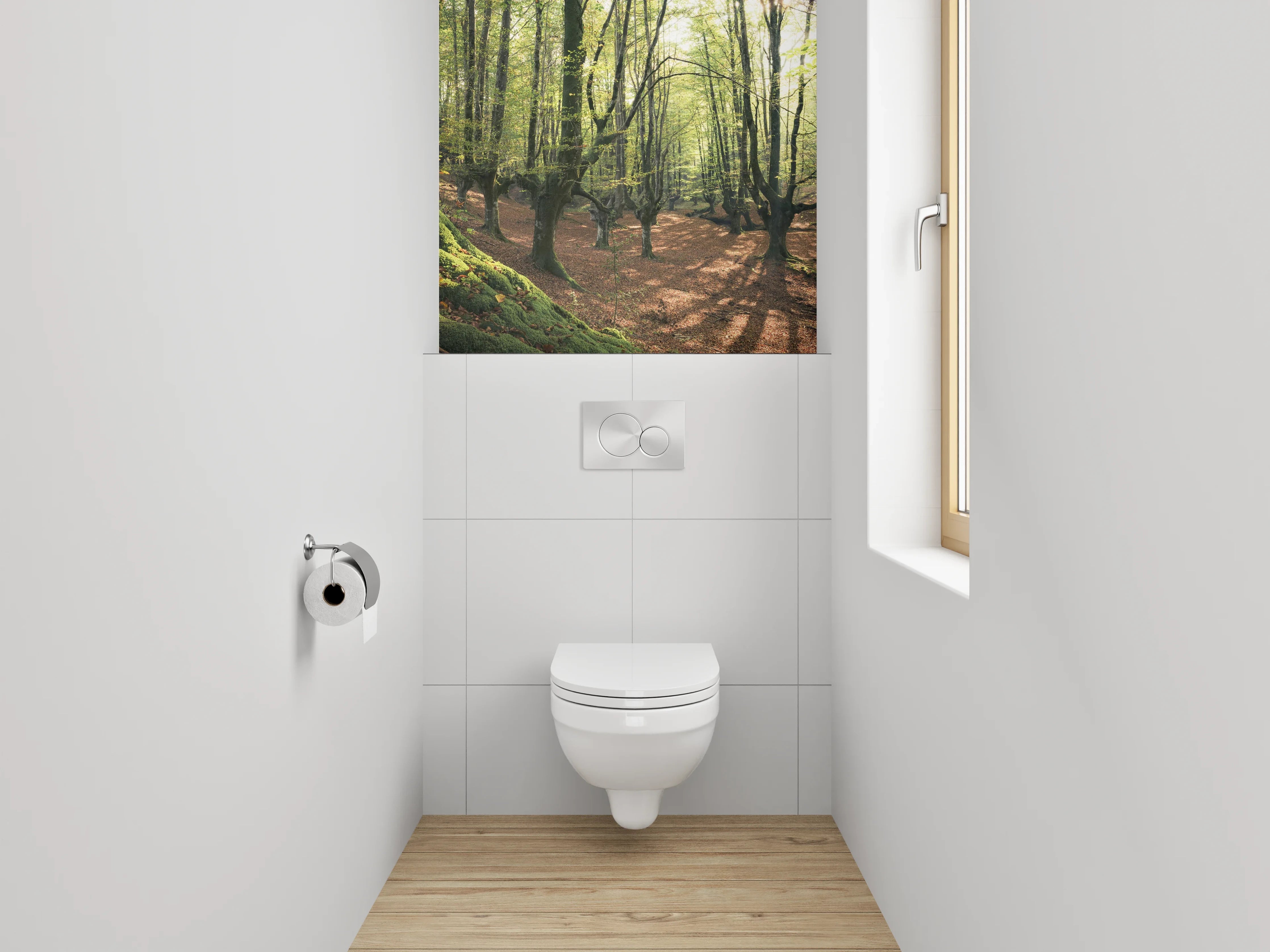 WC-Rückwand - Märchenhafter Frühlingswald Sonnenlicht