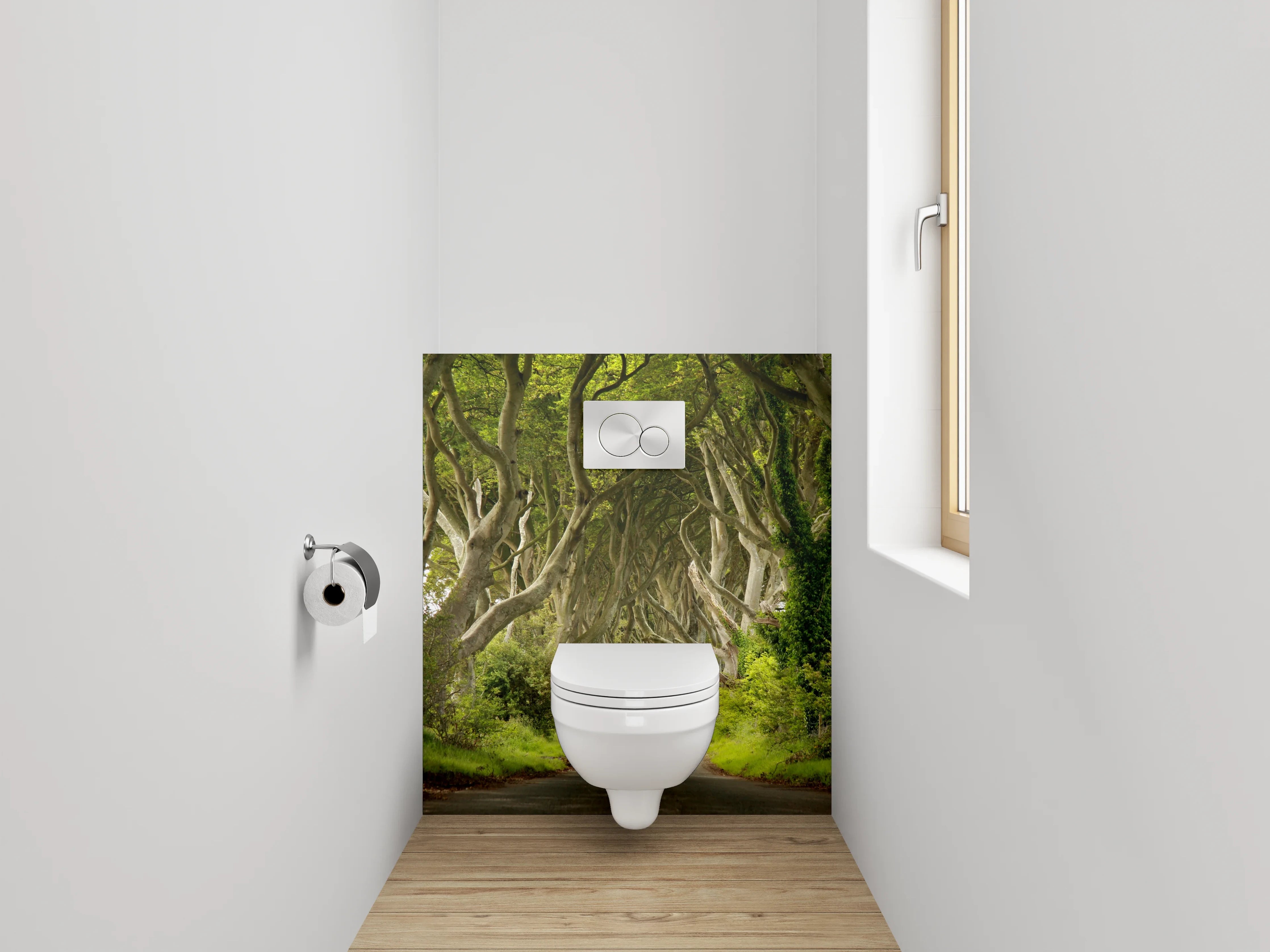 WC-Rückwand - Magische Allee im Buchenwald