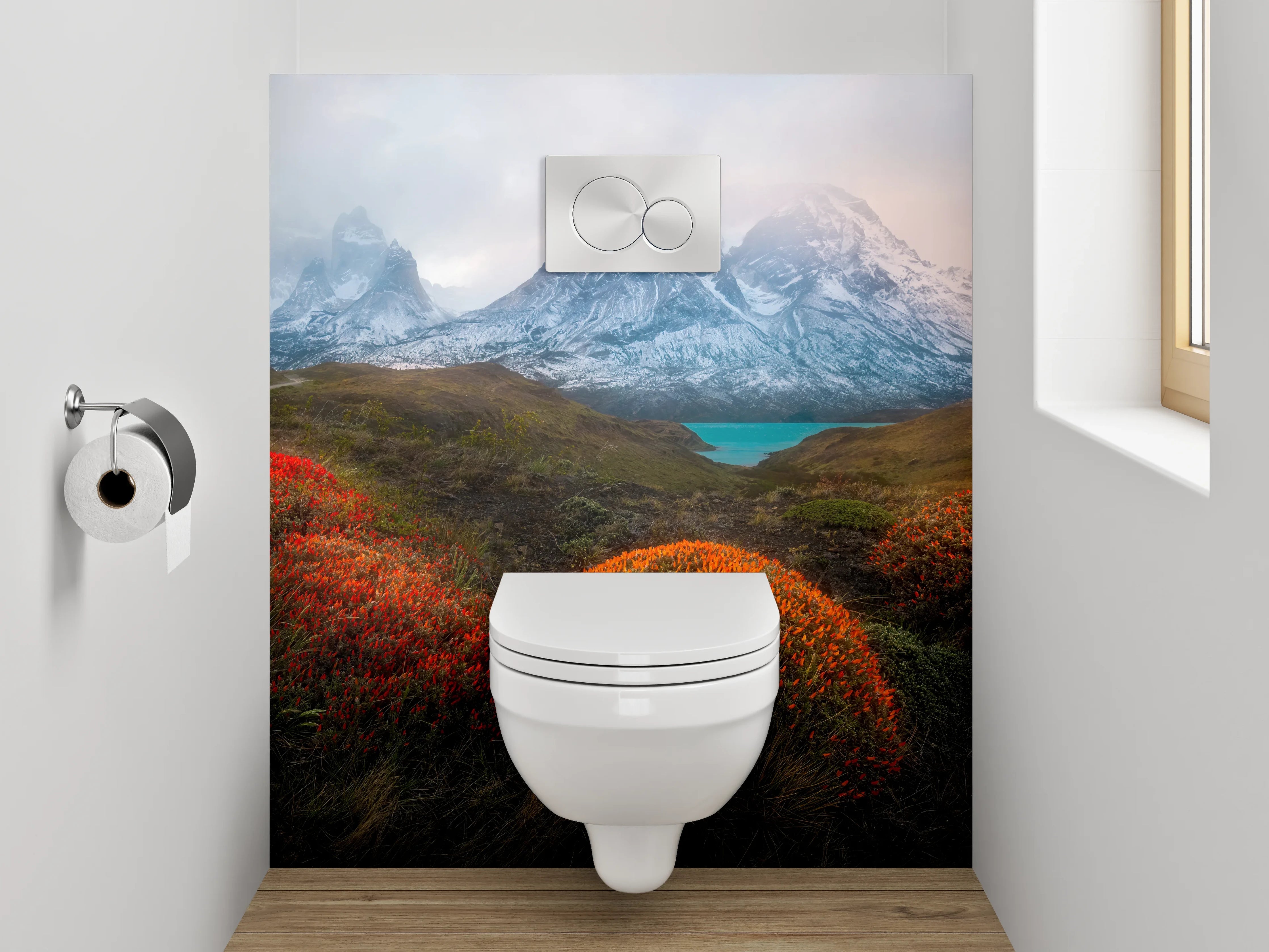 WC-Rückwand - Magische Berglandschaft im Morgenlicht