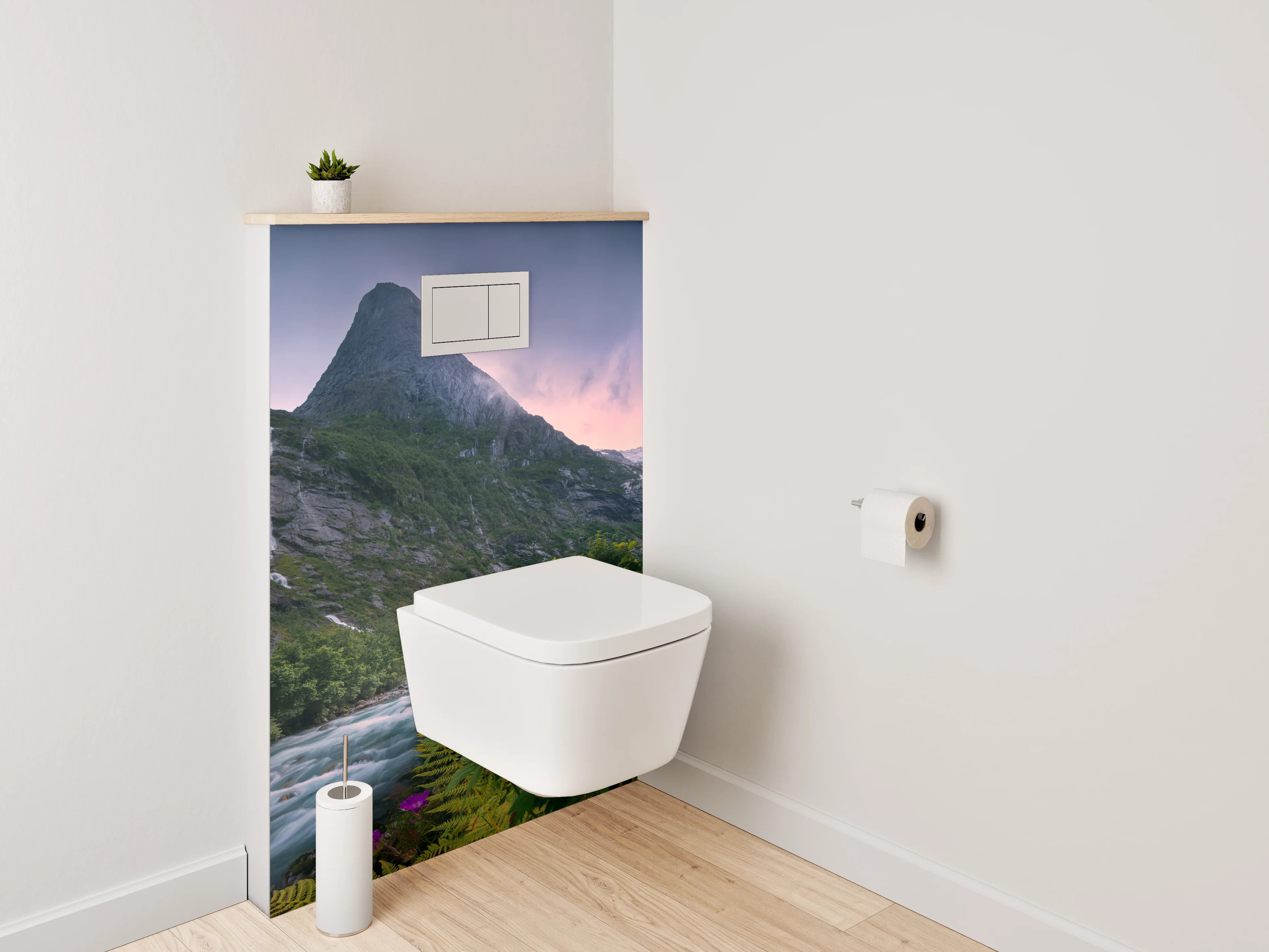 WC-Rückwand - Magische Berglandschaft mit Wasserfall