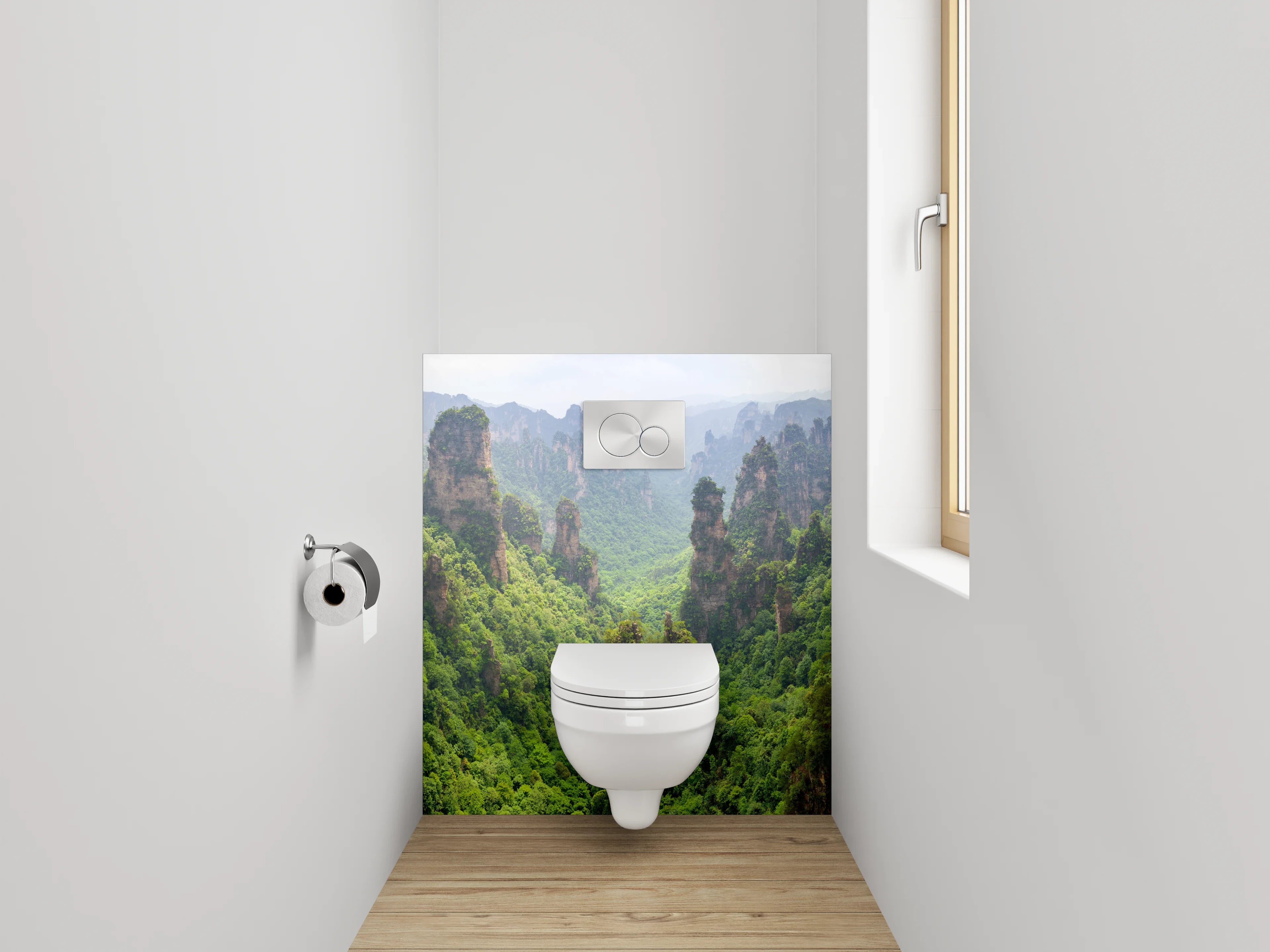 WC-Rückwand - Magische Felsen im grünen Dschungel