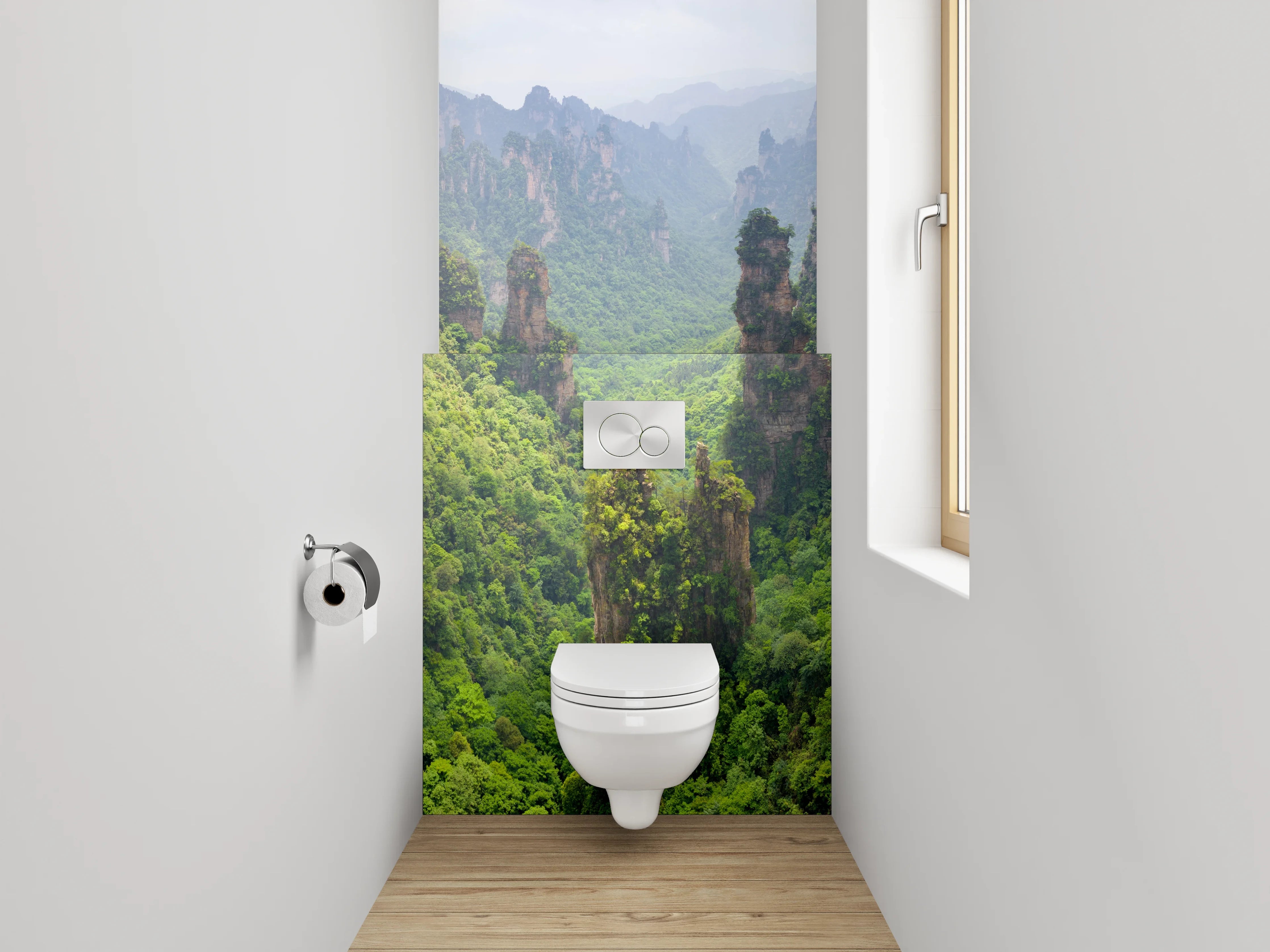 WC-Rückwand - Magische Felsen im grünen Dschungel