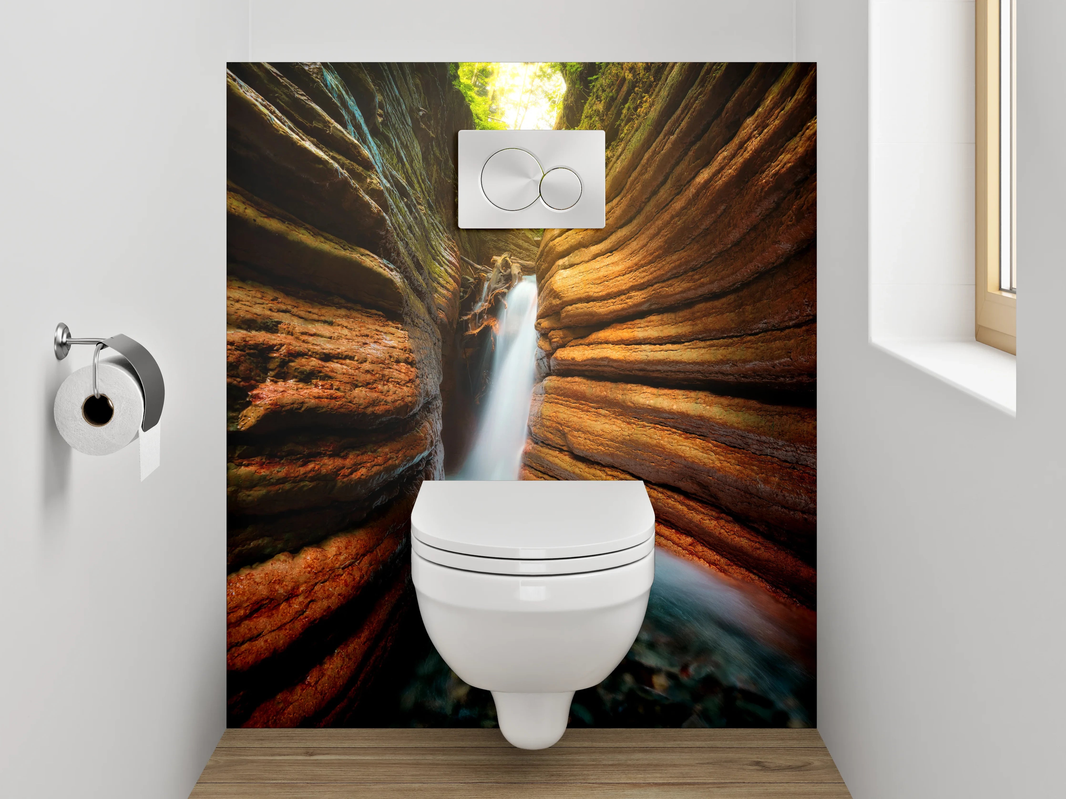 WC-Rückwand - Magische Schlucht mit Wasserfall