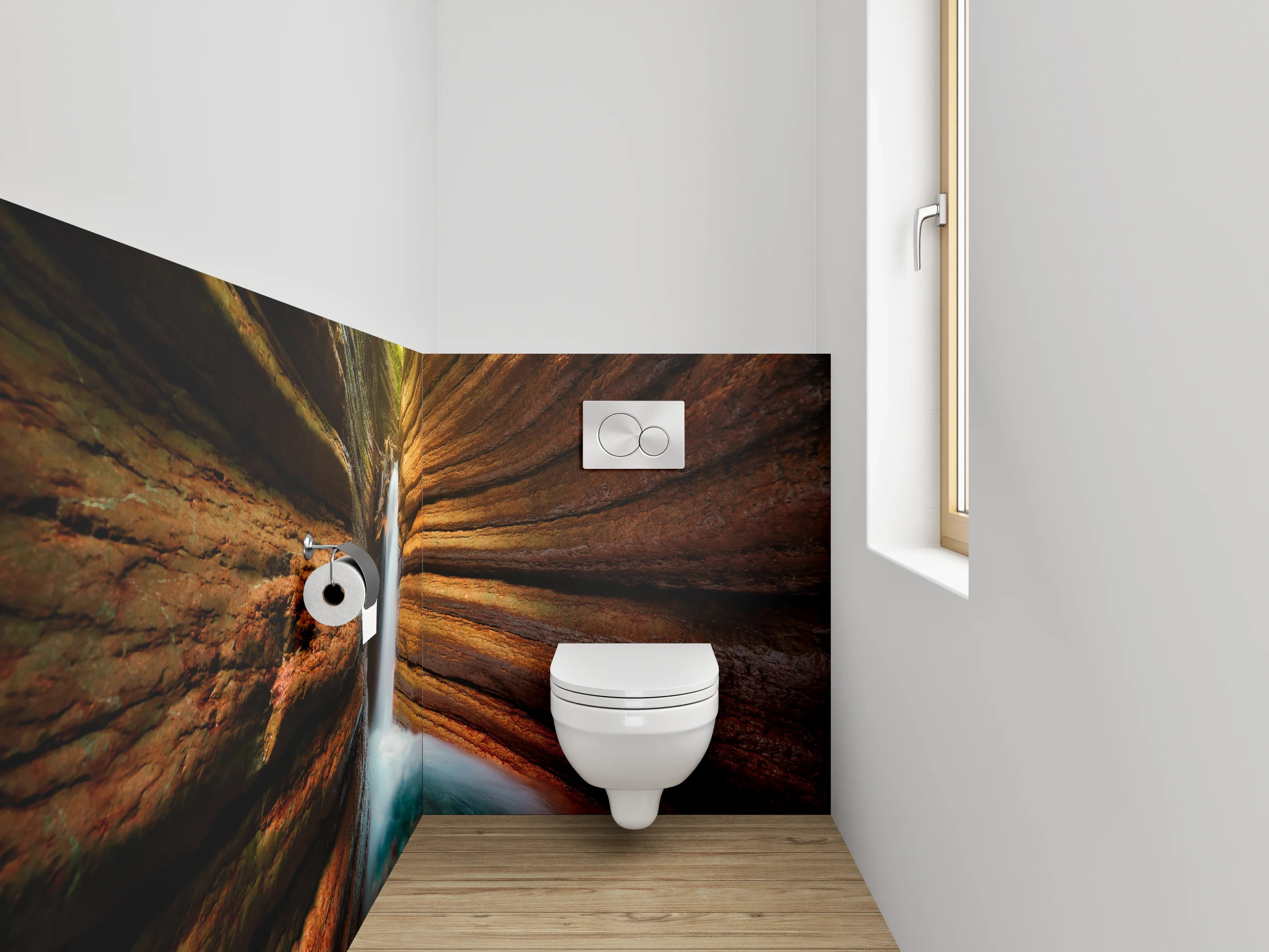 WC-Rückwand - Magische Schlucht mit Wasserfall