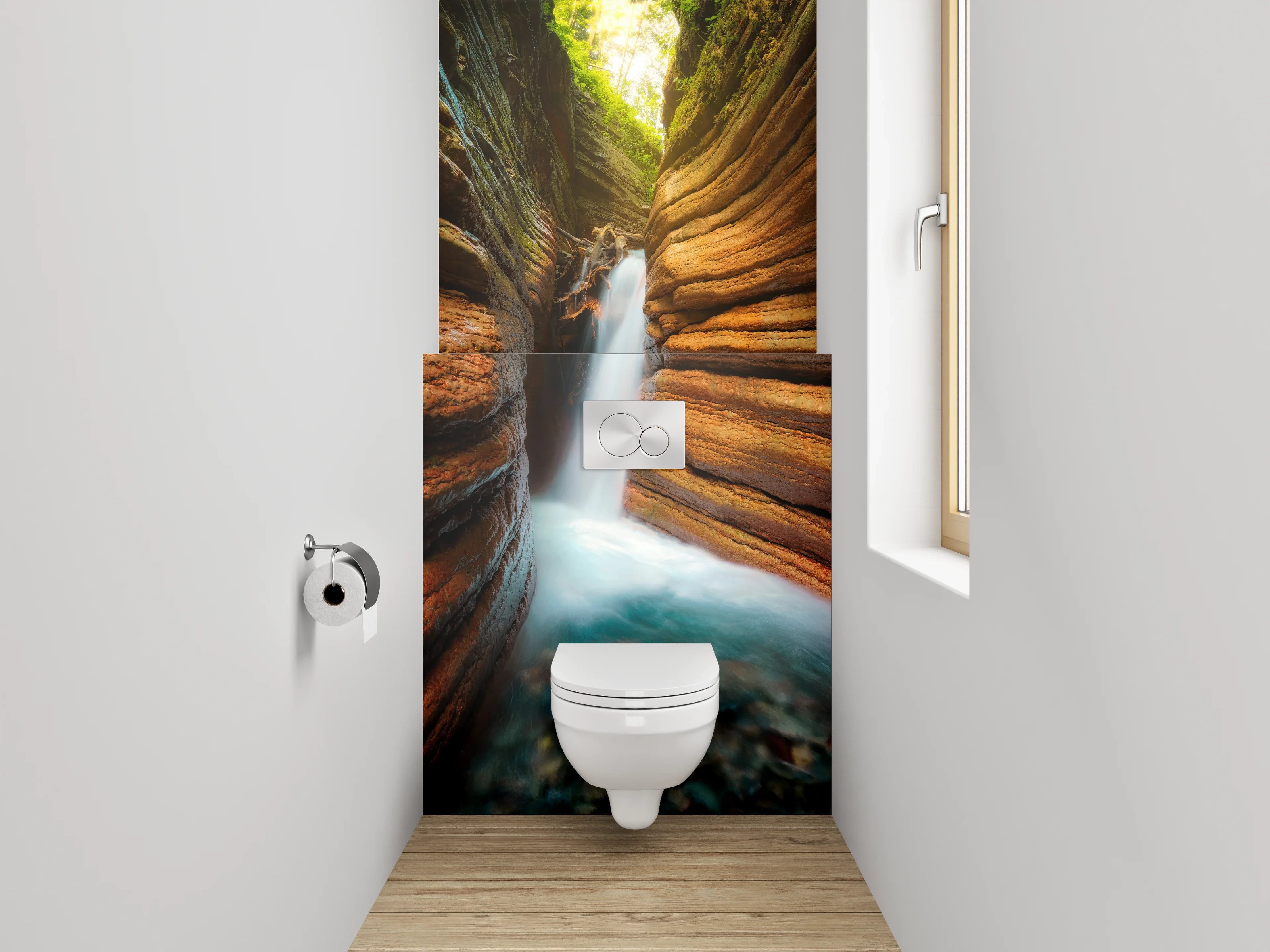 WC-Rückwand - Magische Schlucht mit Wasserfall