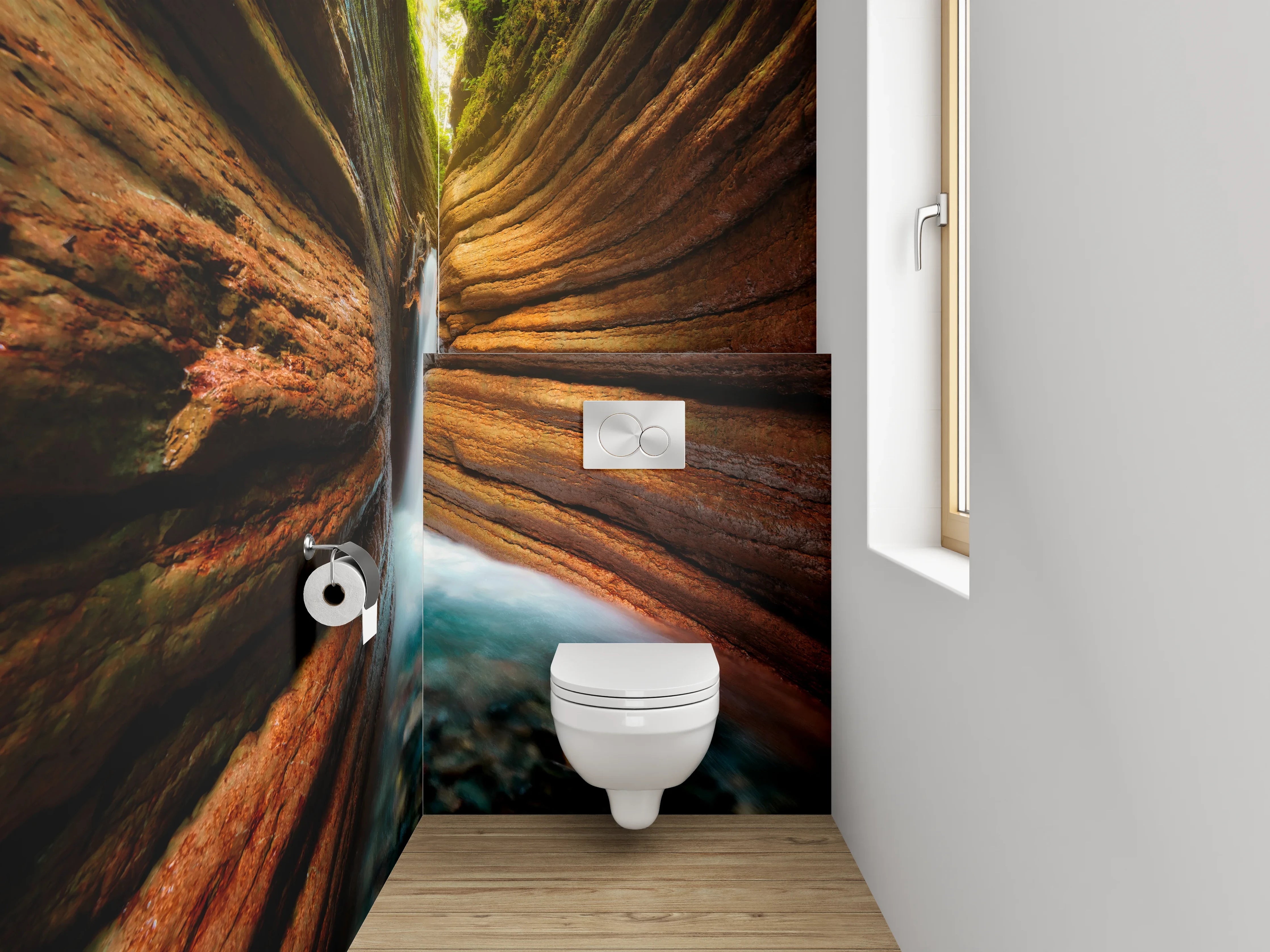 WC-Rückwand - Magische Schlucht mit Wasserfall