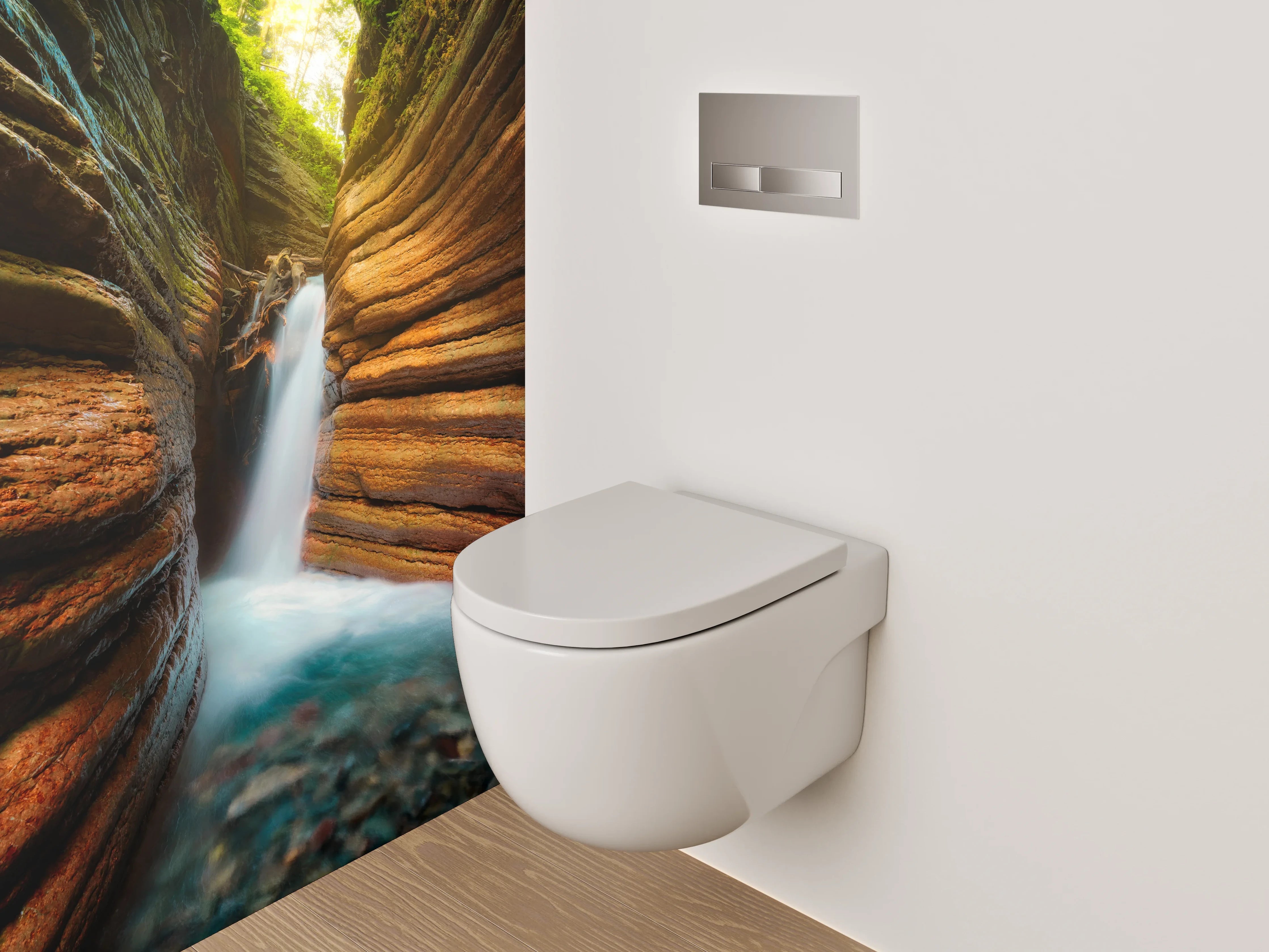WC-Rückwand - Magische Schlucht mit Wasserfall