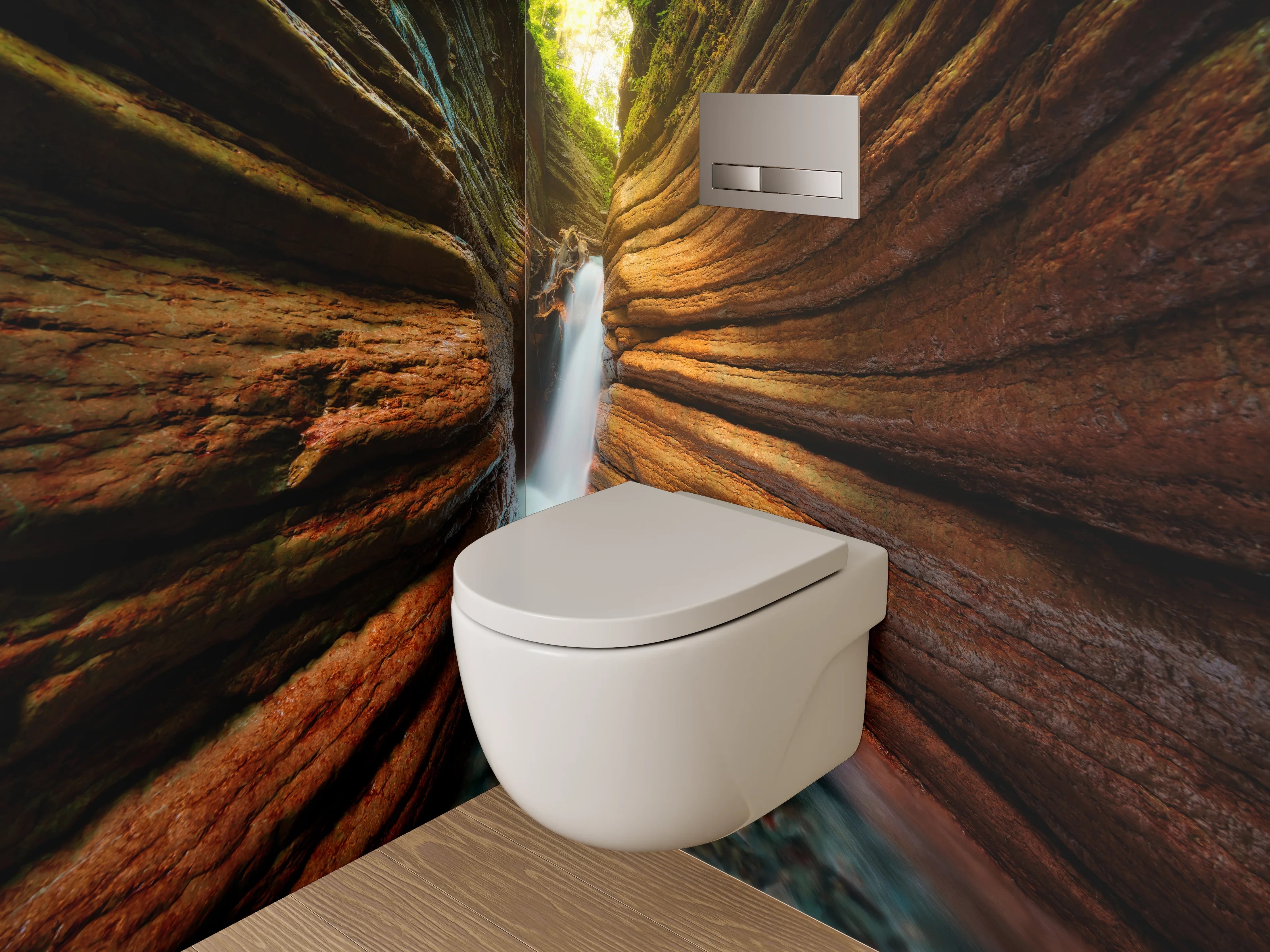 WC-Rückwand - Magische Schlucht mit Wasserfall