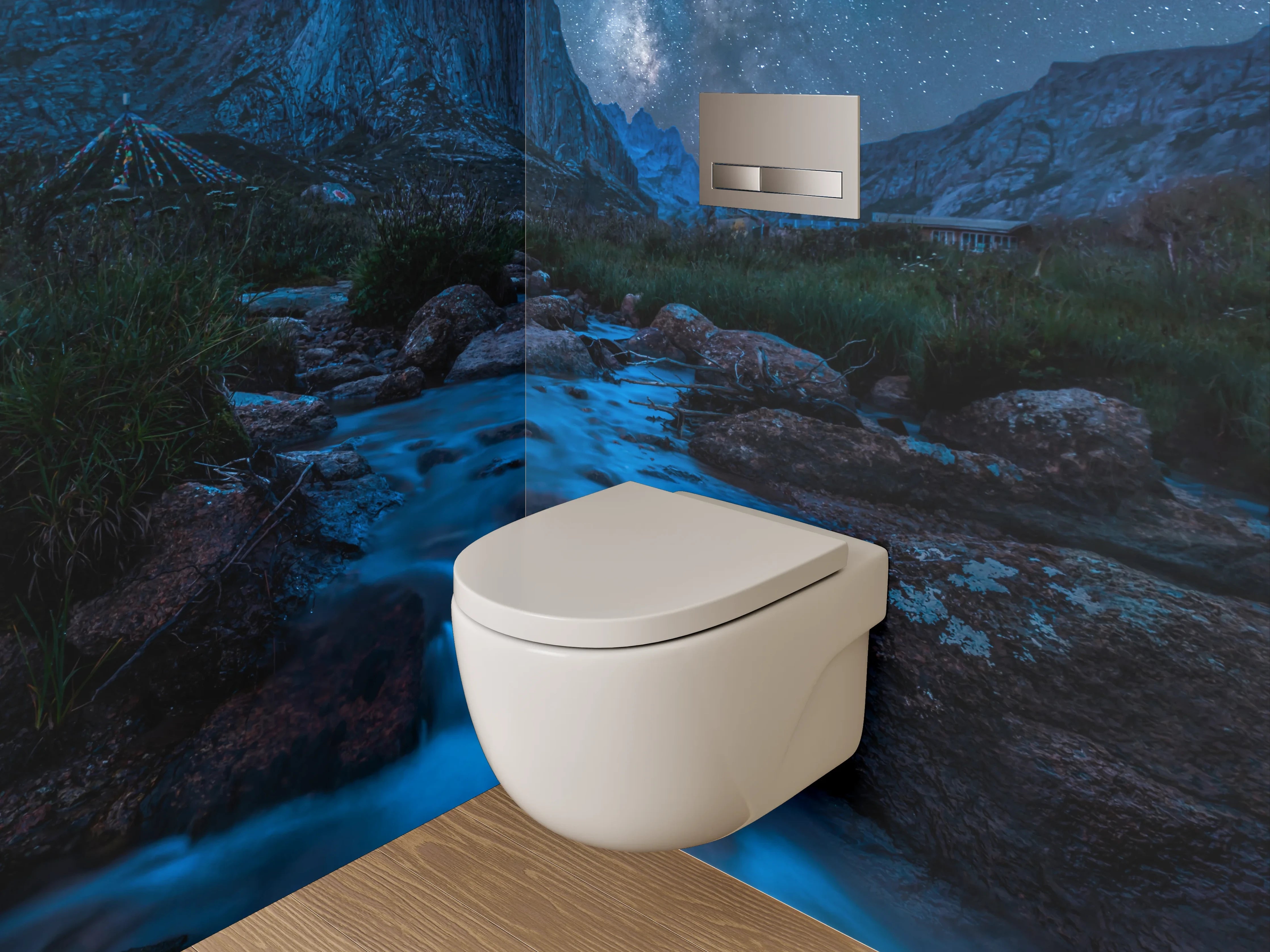 WC-Rückwand - Magische Sternennacht in den Bergen
