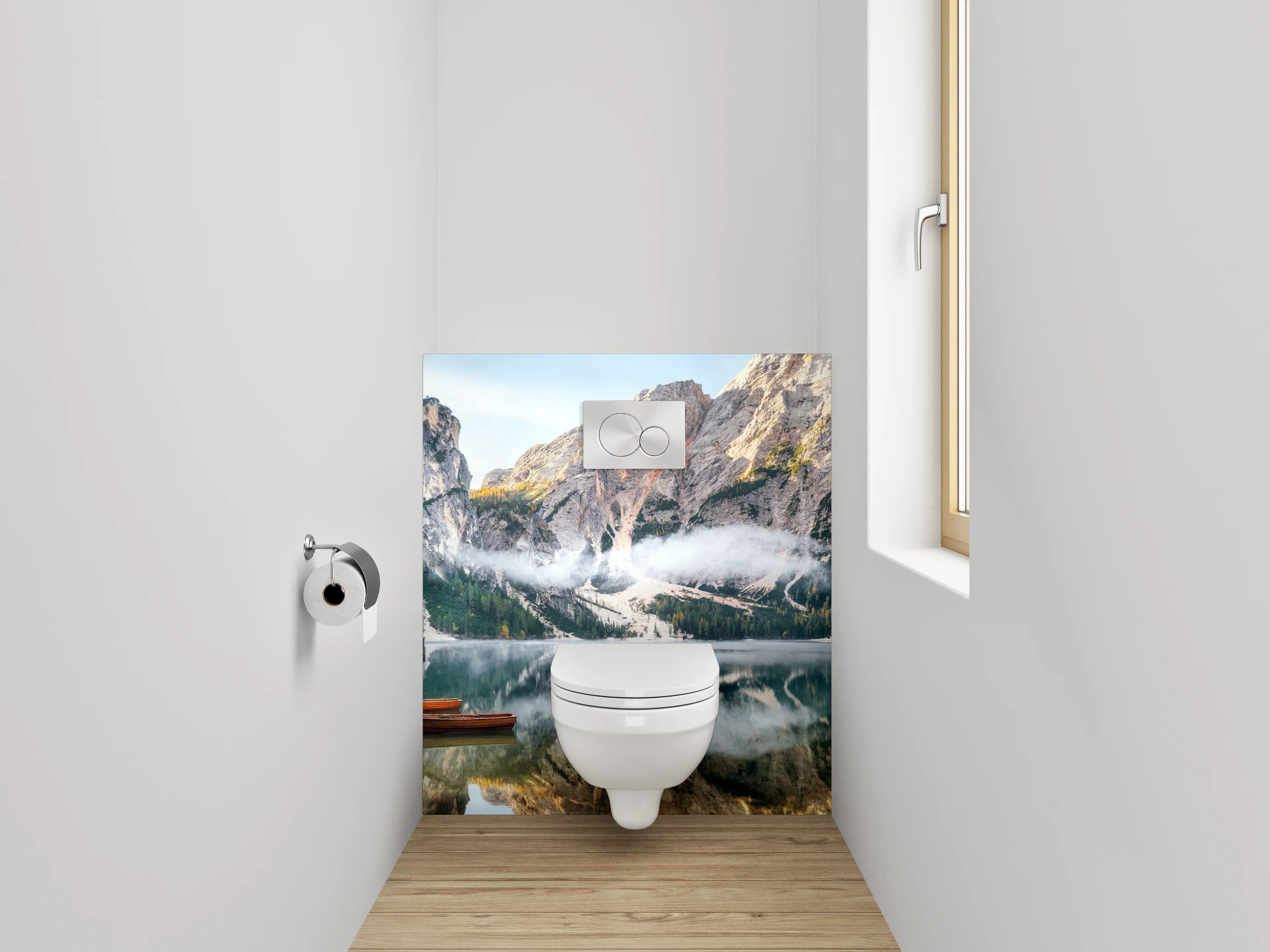 WC-Rückwand - Magischer Bergsee im Morgenlicht