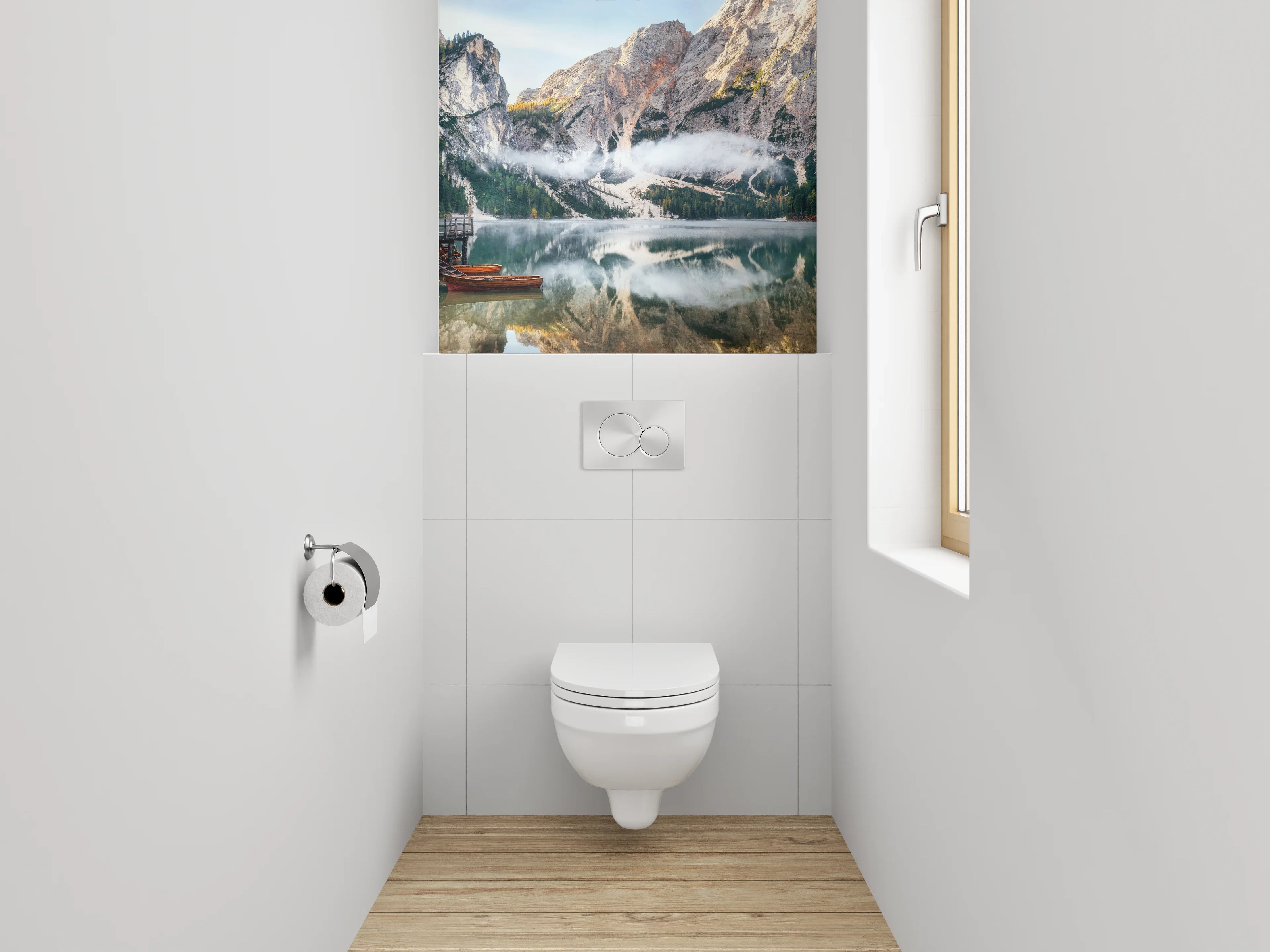 WC-Rückwand - Magischer Bergsee im Morgenlicht