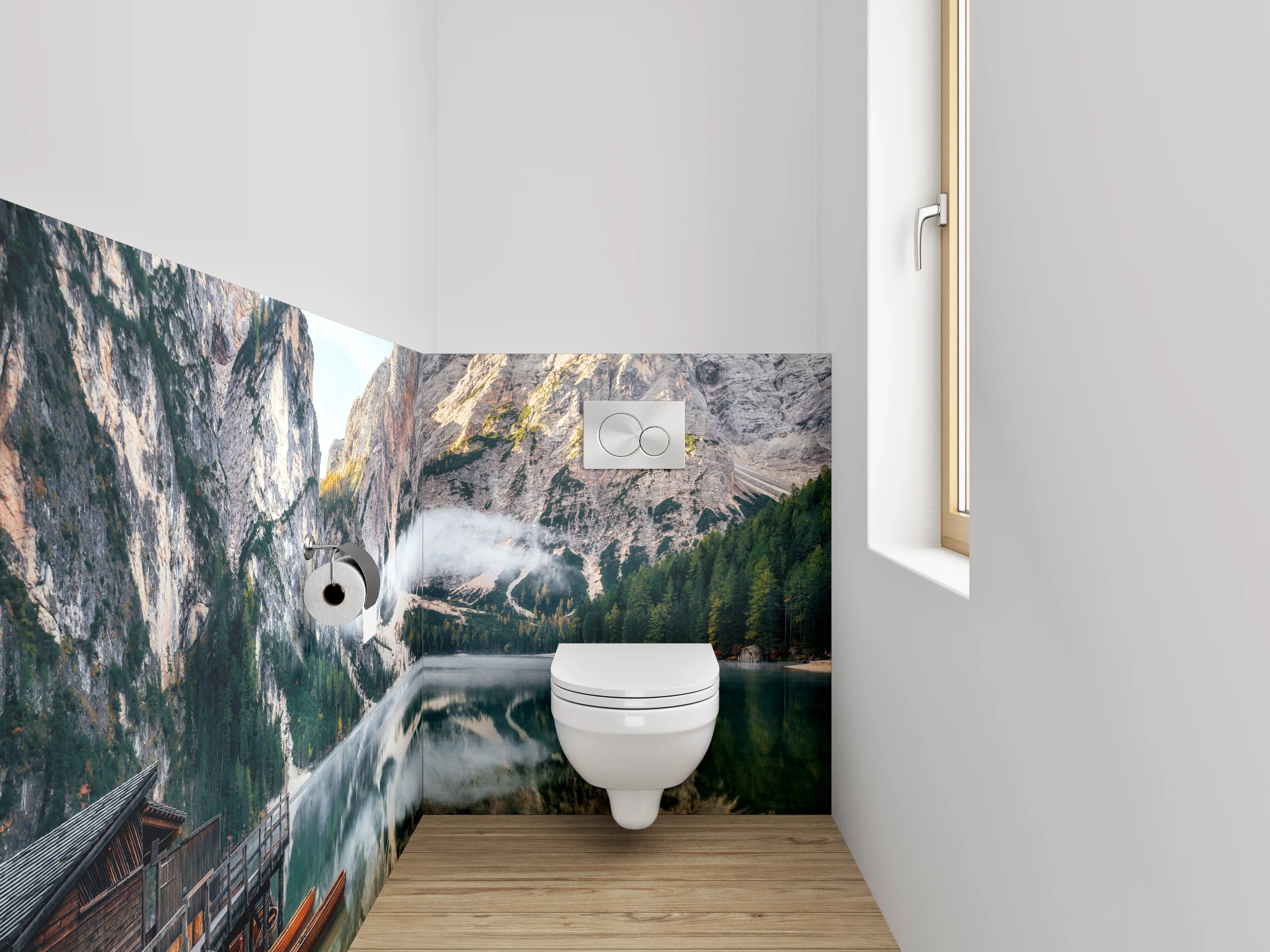 WC-Rückwand - Magischer Bergsee im Morgenlicht
