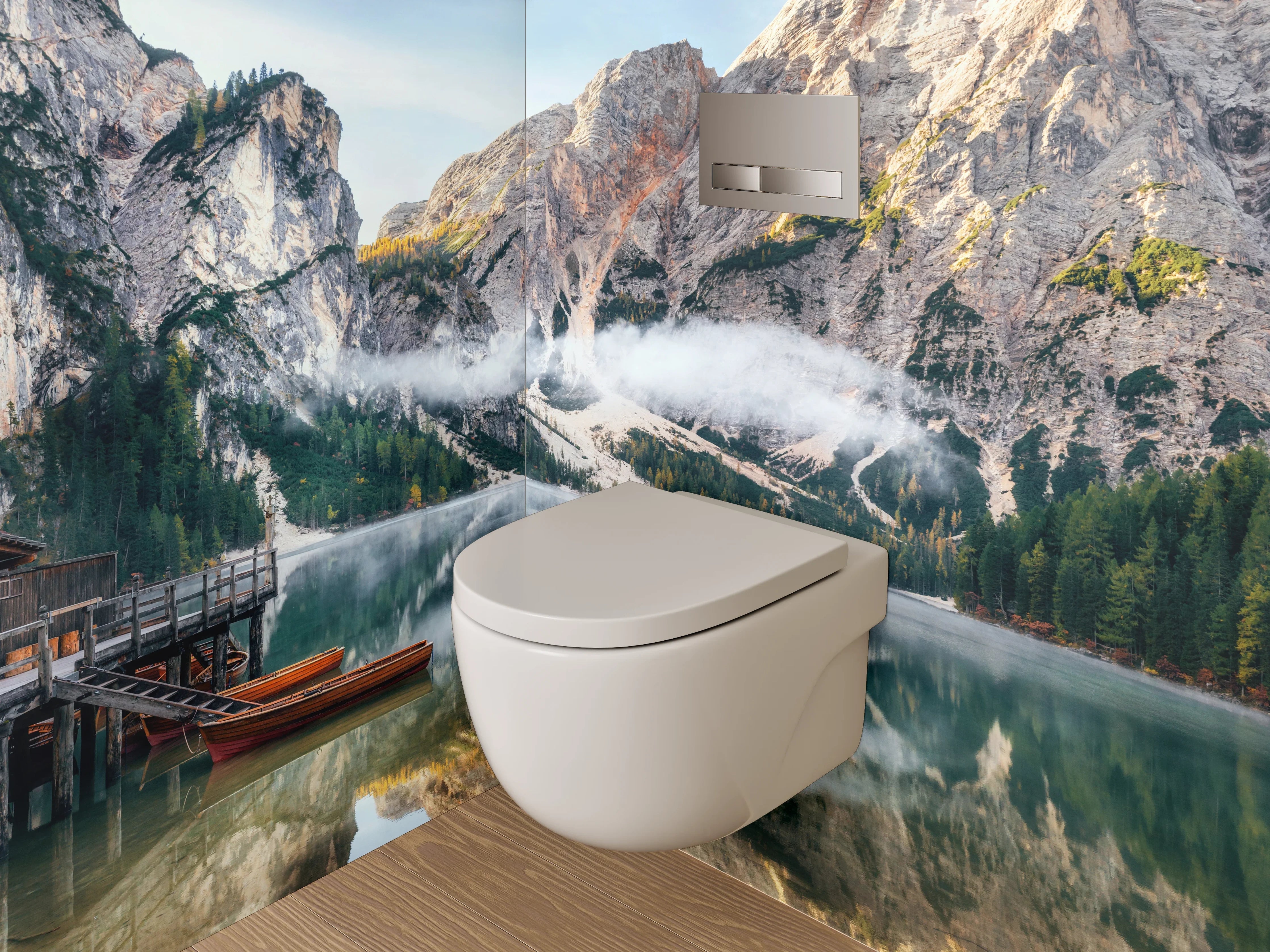 WC-Rückwand - Magischer Bergsee im Morgenlicht