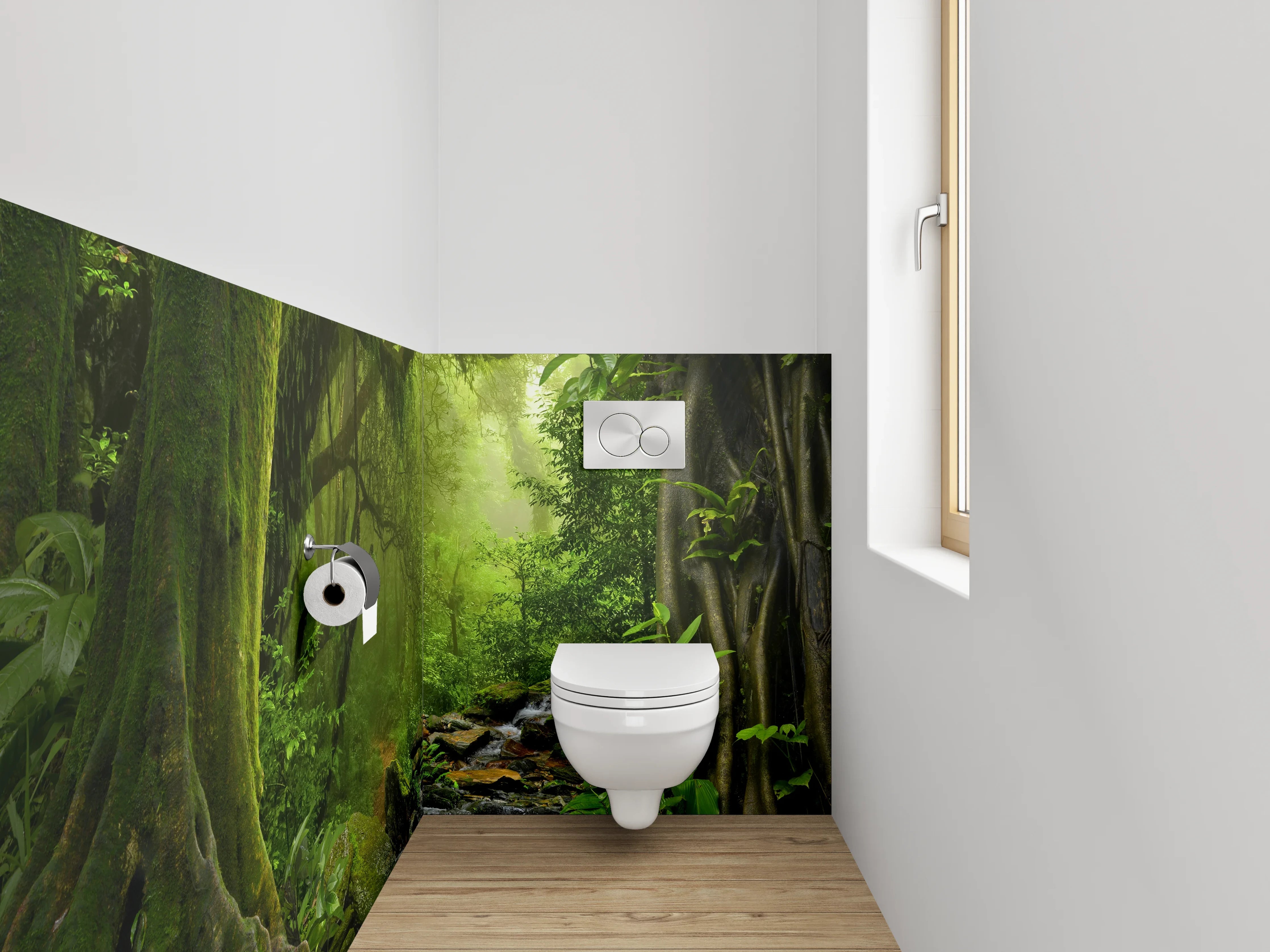 WC-Rückwand - Magischer Dschungel am plätschernden Bach