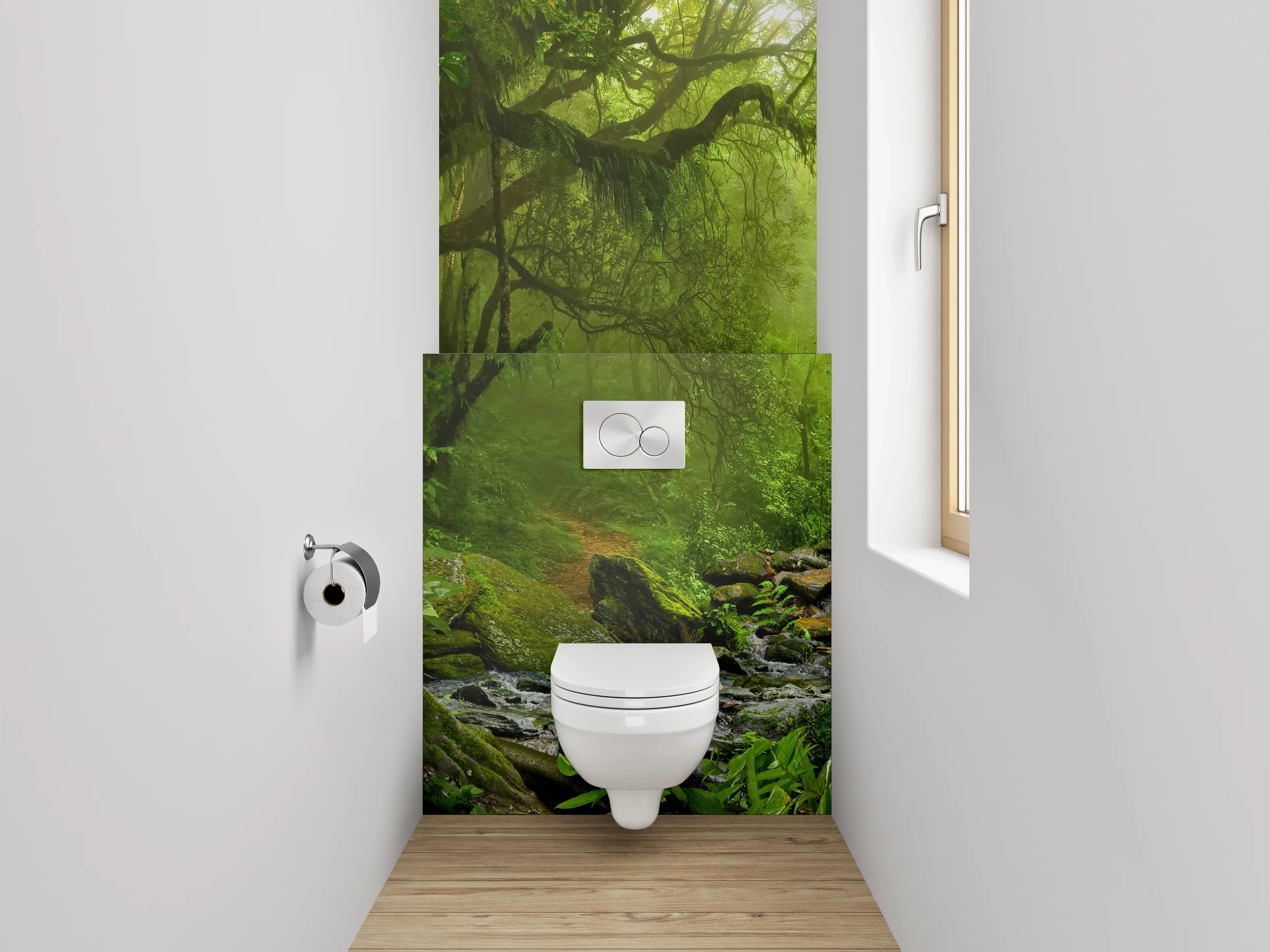 WC-Rückwand - Magischer Dschungel am plätschernden Bach
