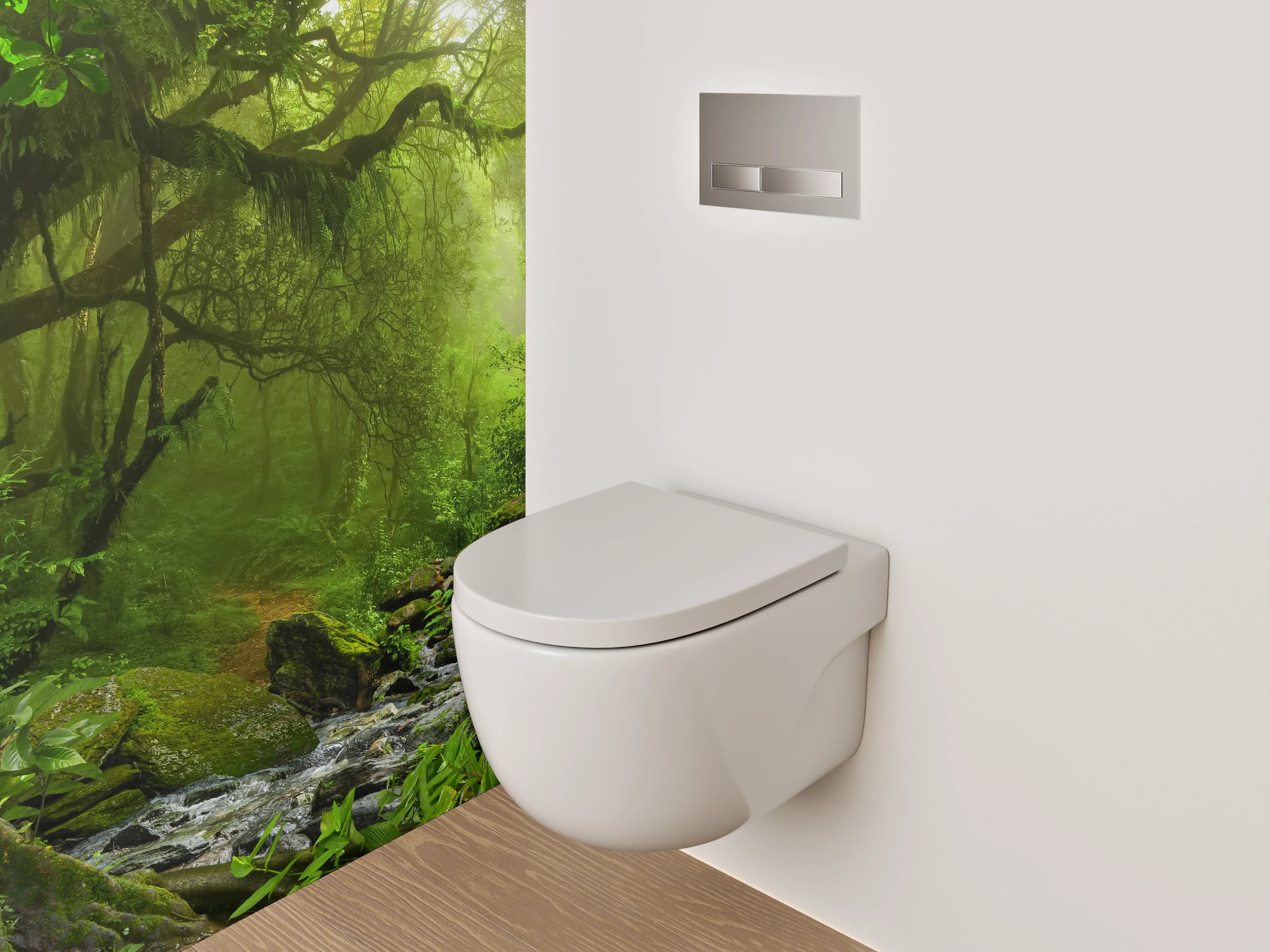 WC-Rückwand - Magischer Dschungel am plätschernden Bach