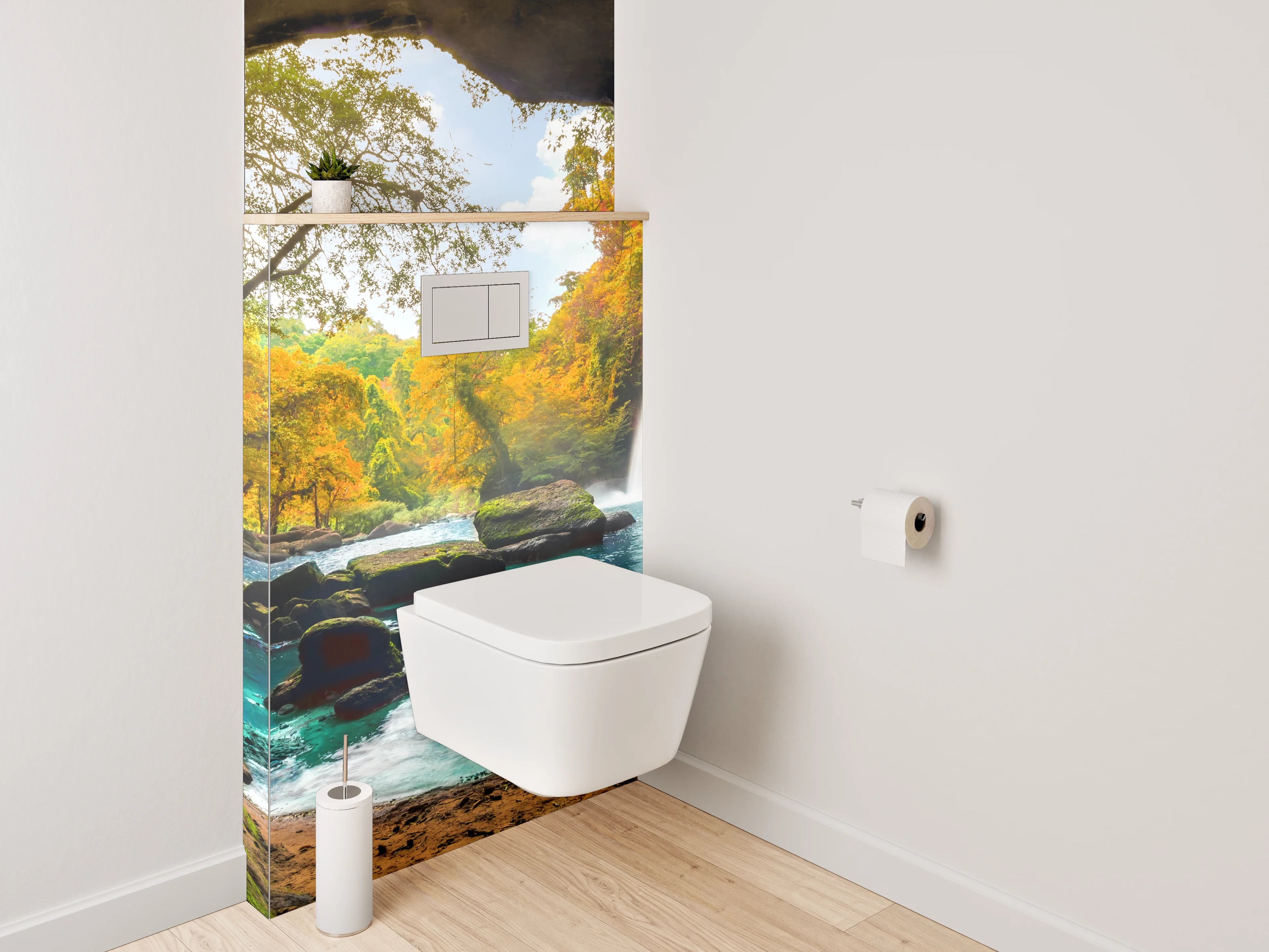 WC-Rückwand - Magischer Höhlenblick auf Wasserfall