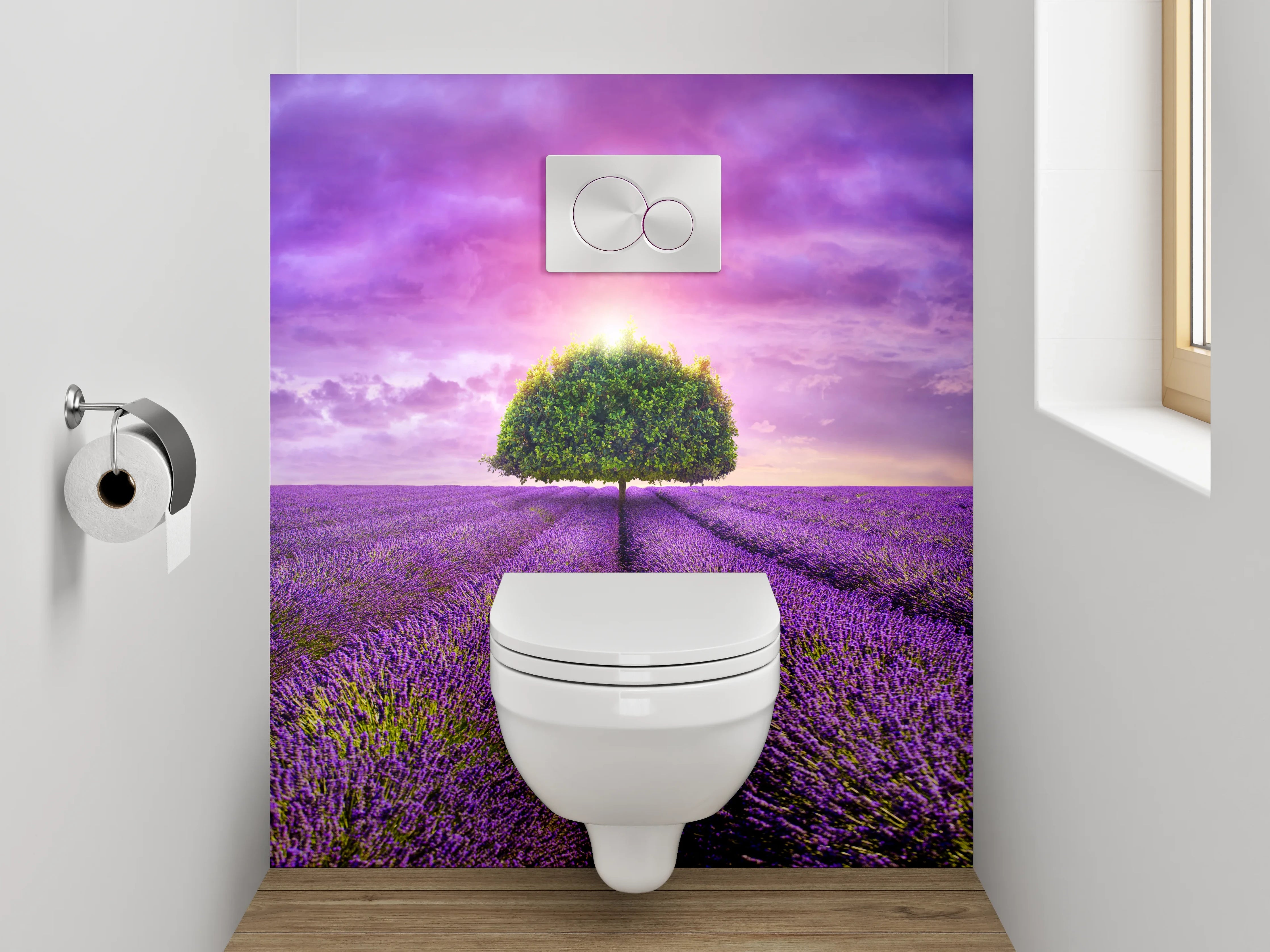 WC-Rückwand - Magischer Lavendelbaum am Horizont