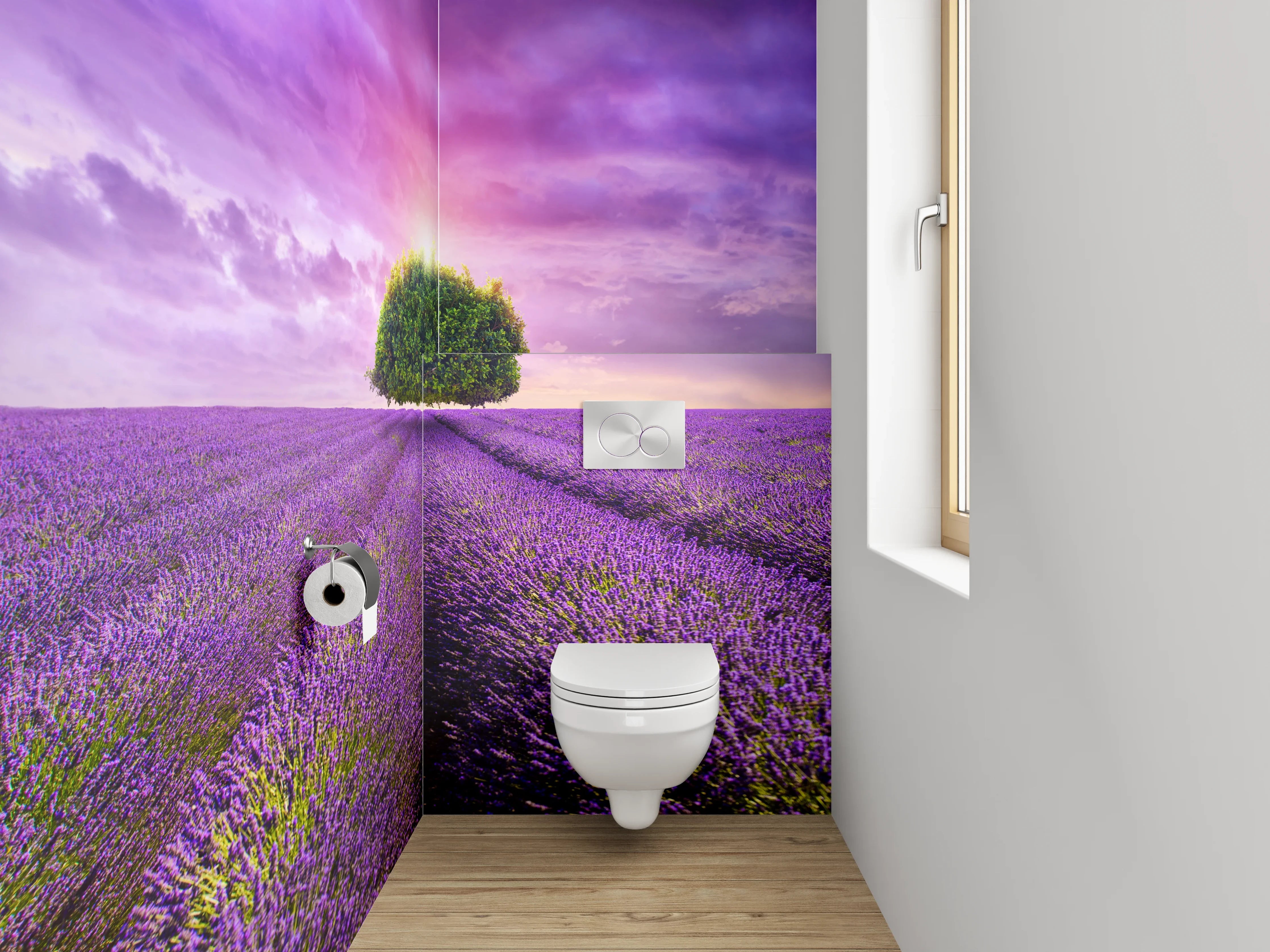 WC-Rückwand - Magischer Lavendelbaum am Horizont