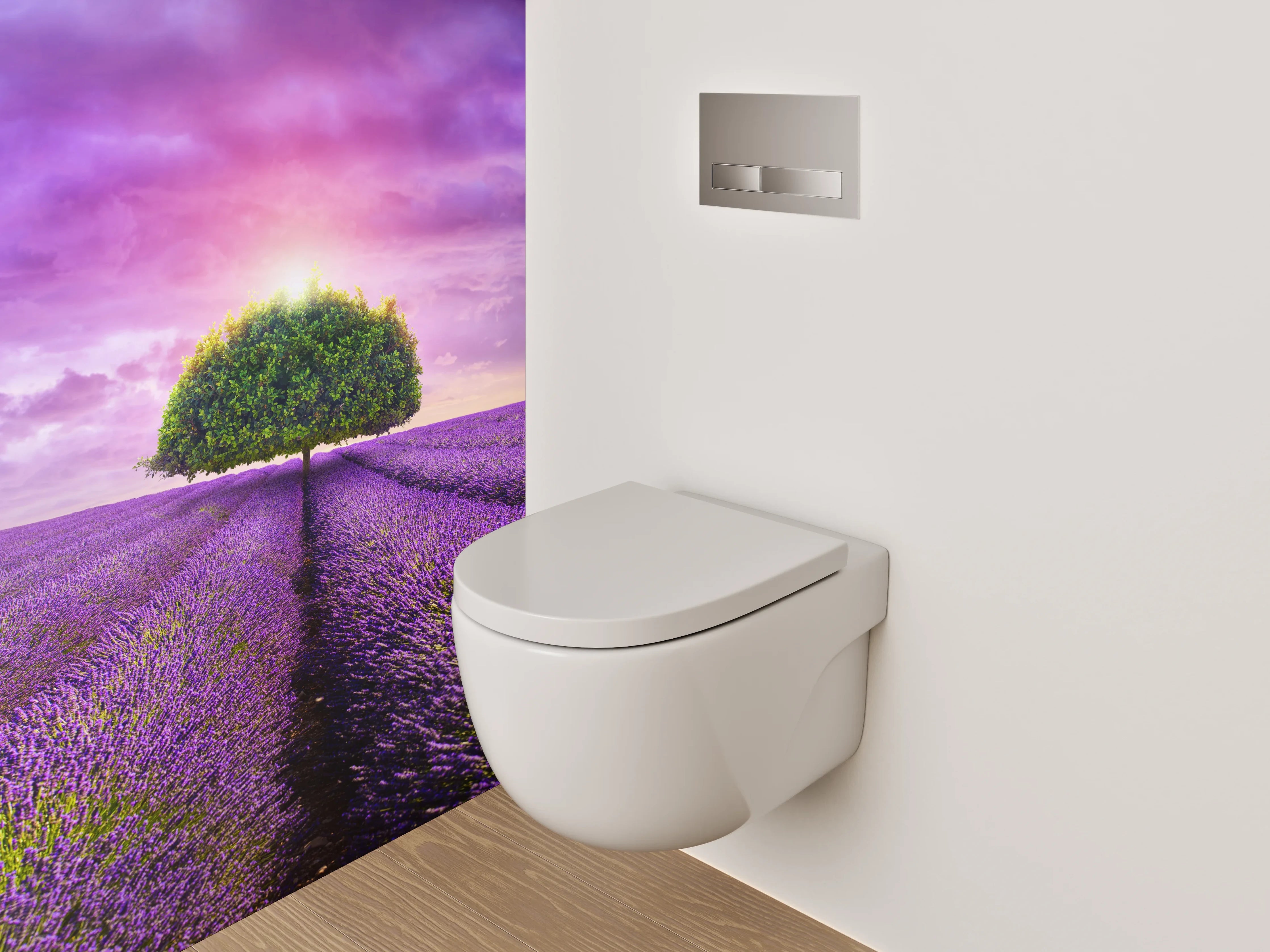 WC-Rückwand - Magischer Lavendelbaum am Horizont
