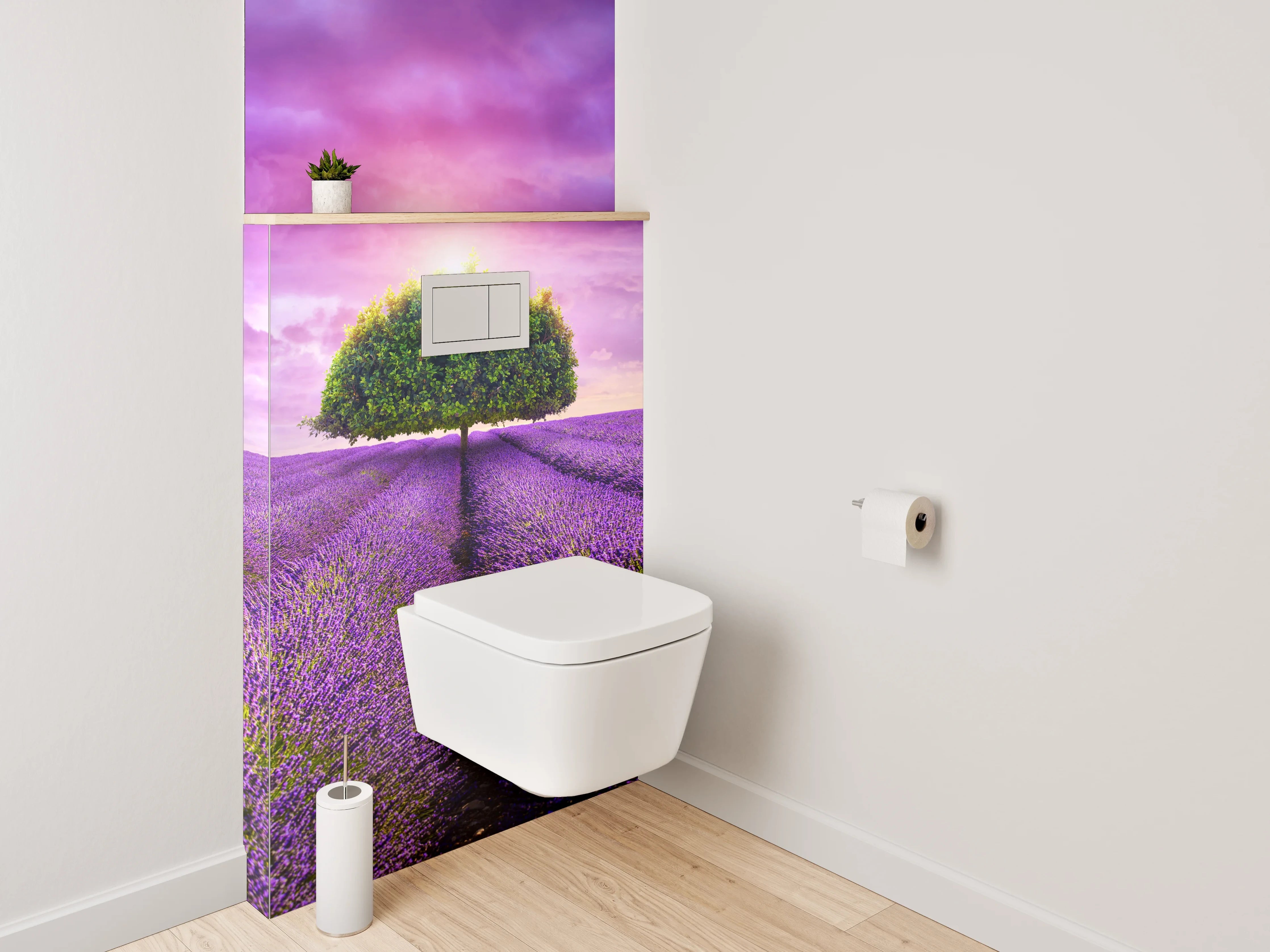 WC-Rückwand - Magischer Lavendelbaum am Horizont