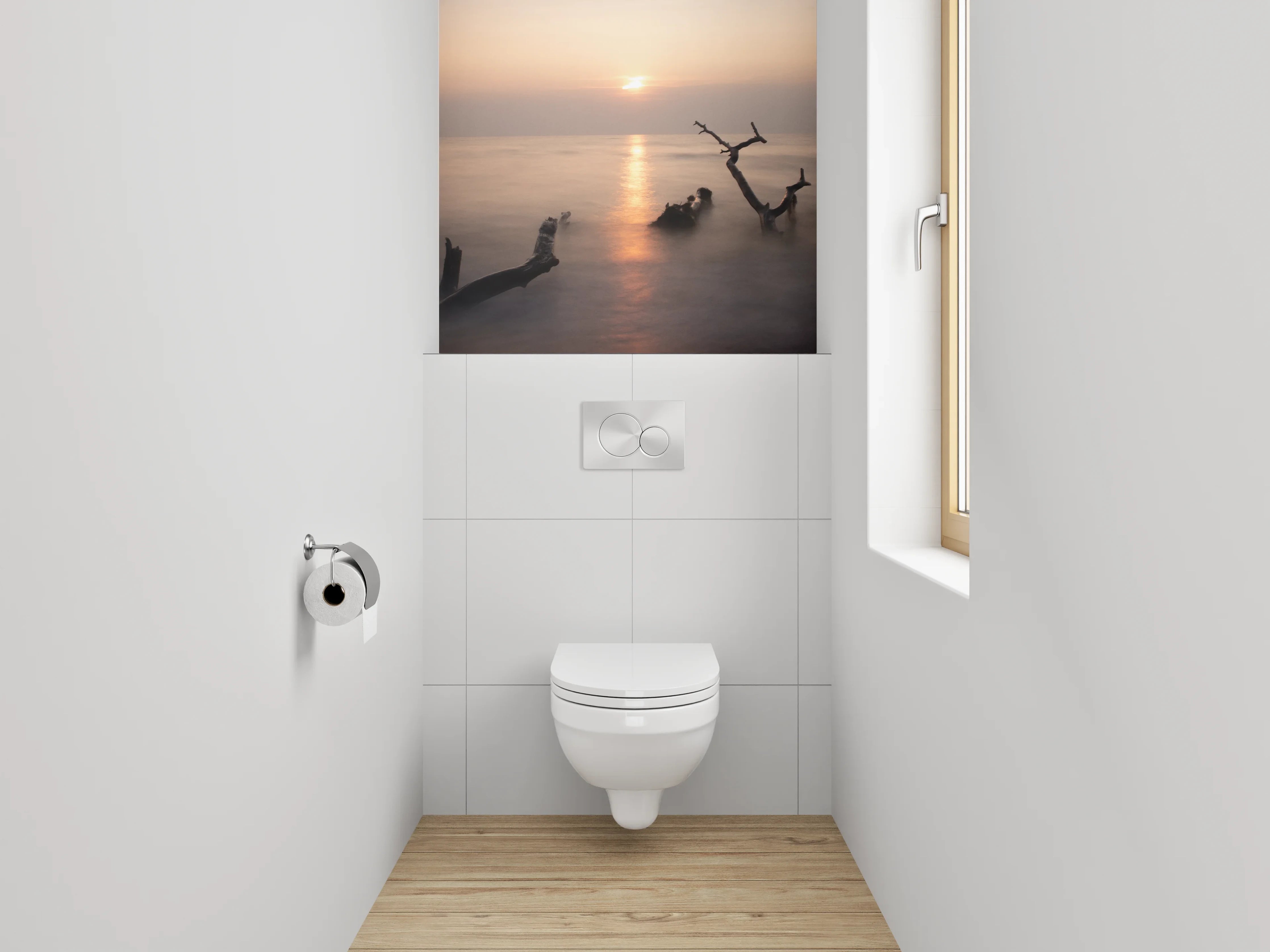 WC-Rückwand - Magischer Sonnenuntergang am Meer