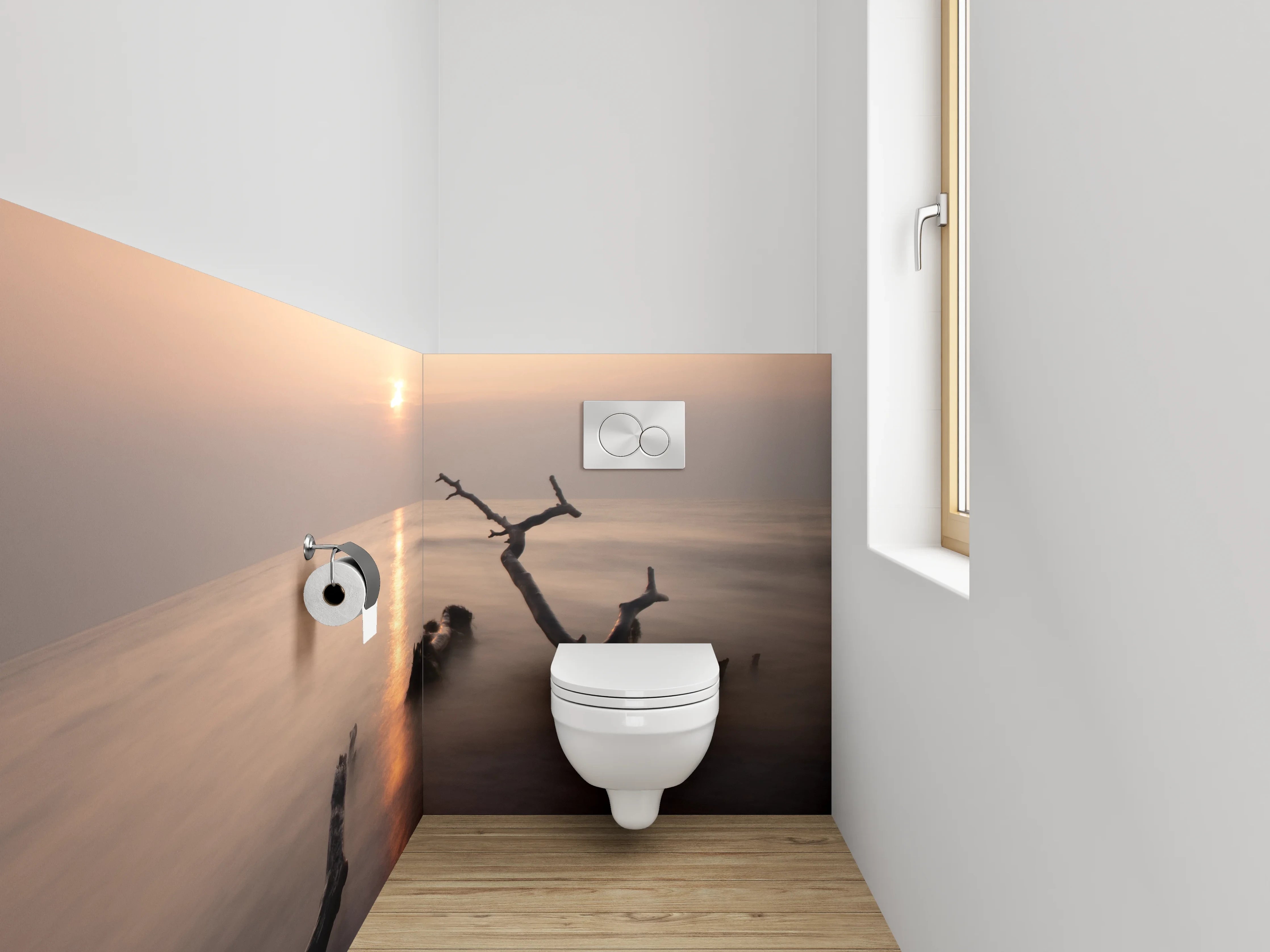 WC-Rückwand - Magischer Sonnenuntergang am Meer