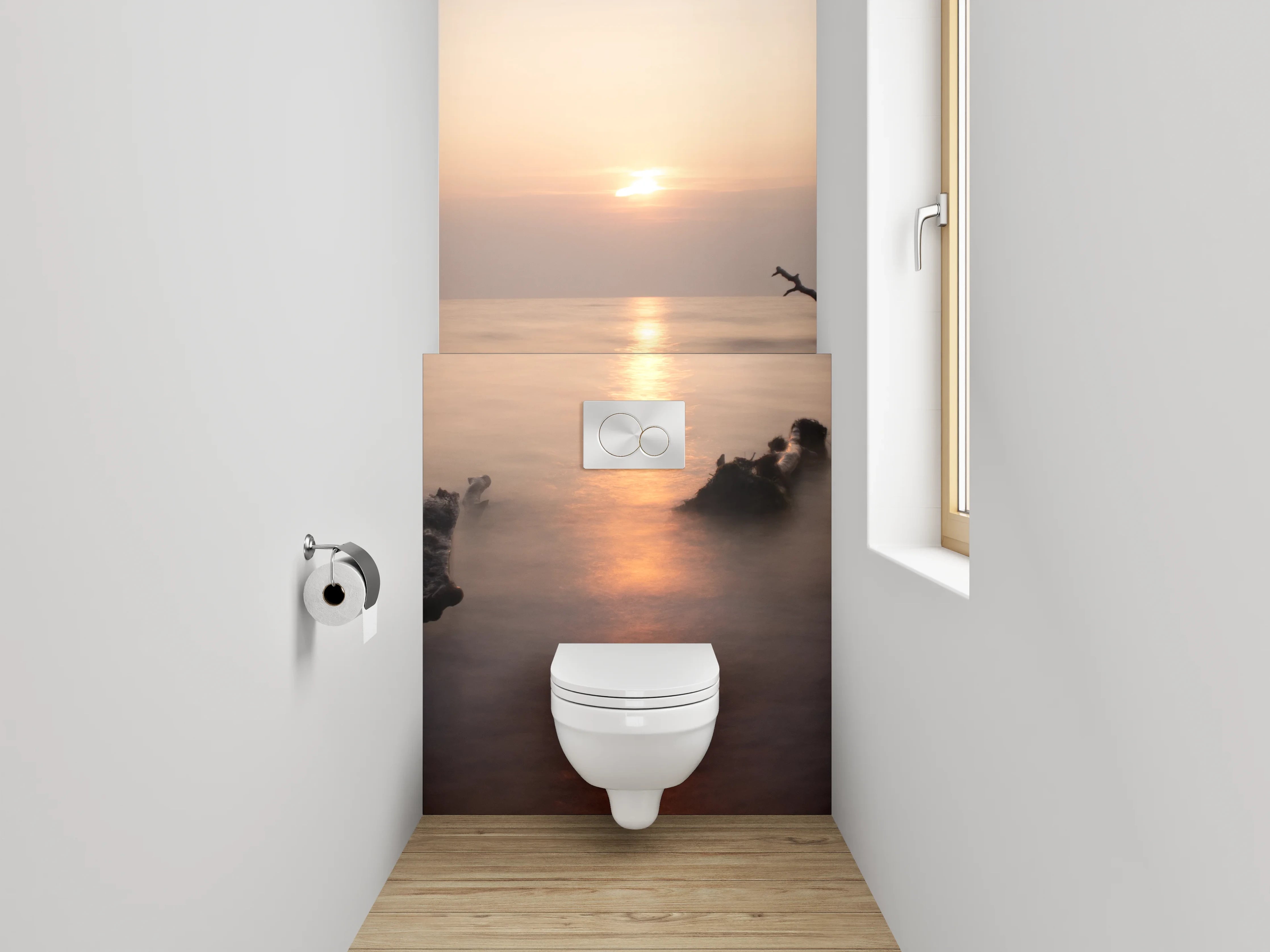 WC-Rückwand - Magischer Sonnenuntergang am Meer