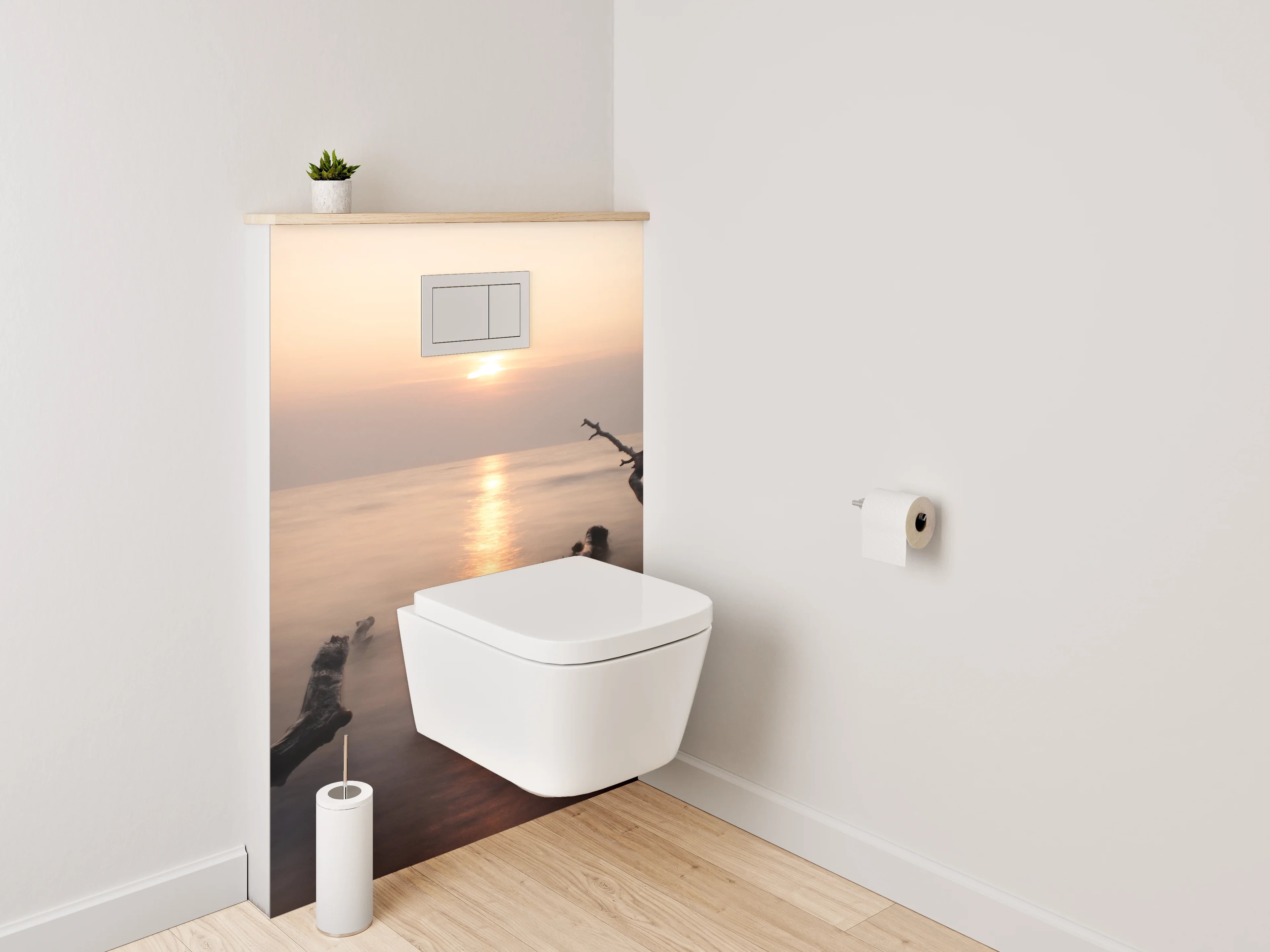 WC-Rückwand - Magischer Sonnenuntergang am Meer