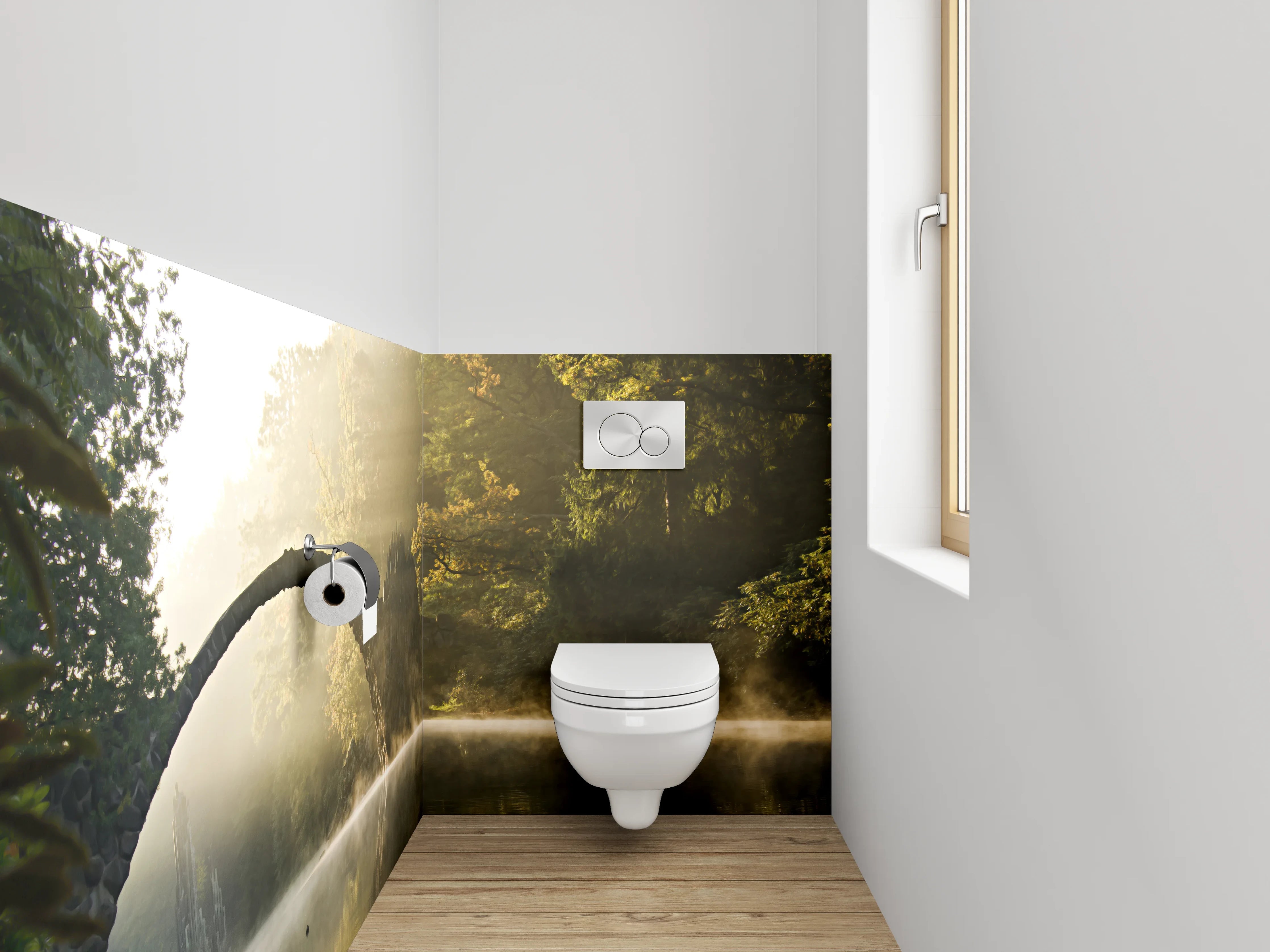 WC-Rückwand - Magischer Steinbogen am mystischen See