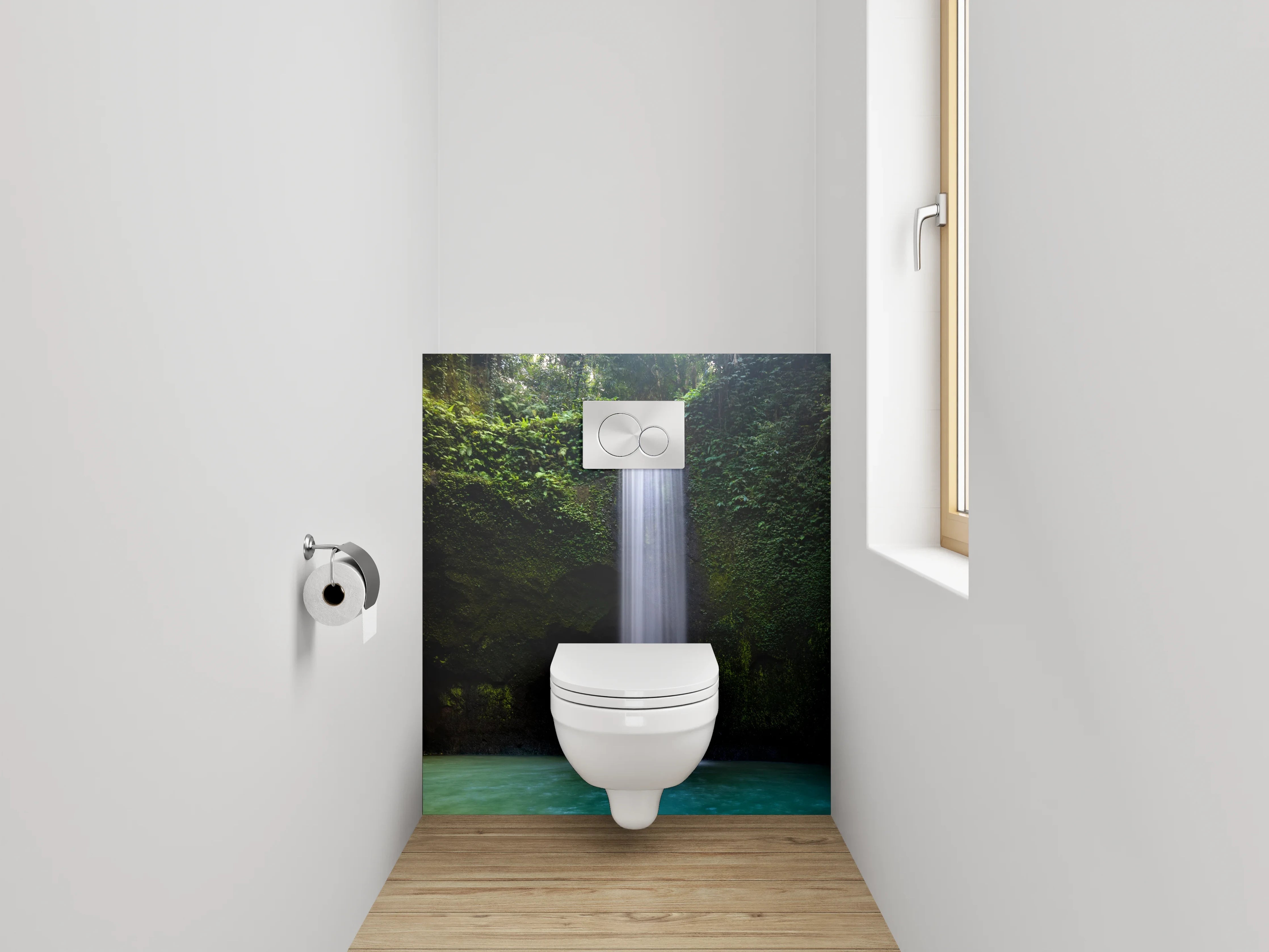 WC-Rückwand - Magischer Wasserfall im Dschungel