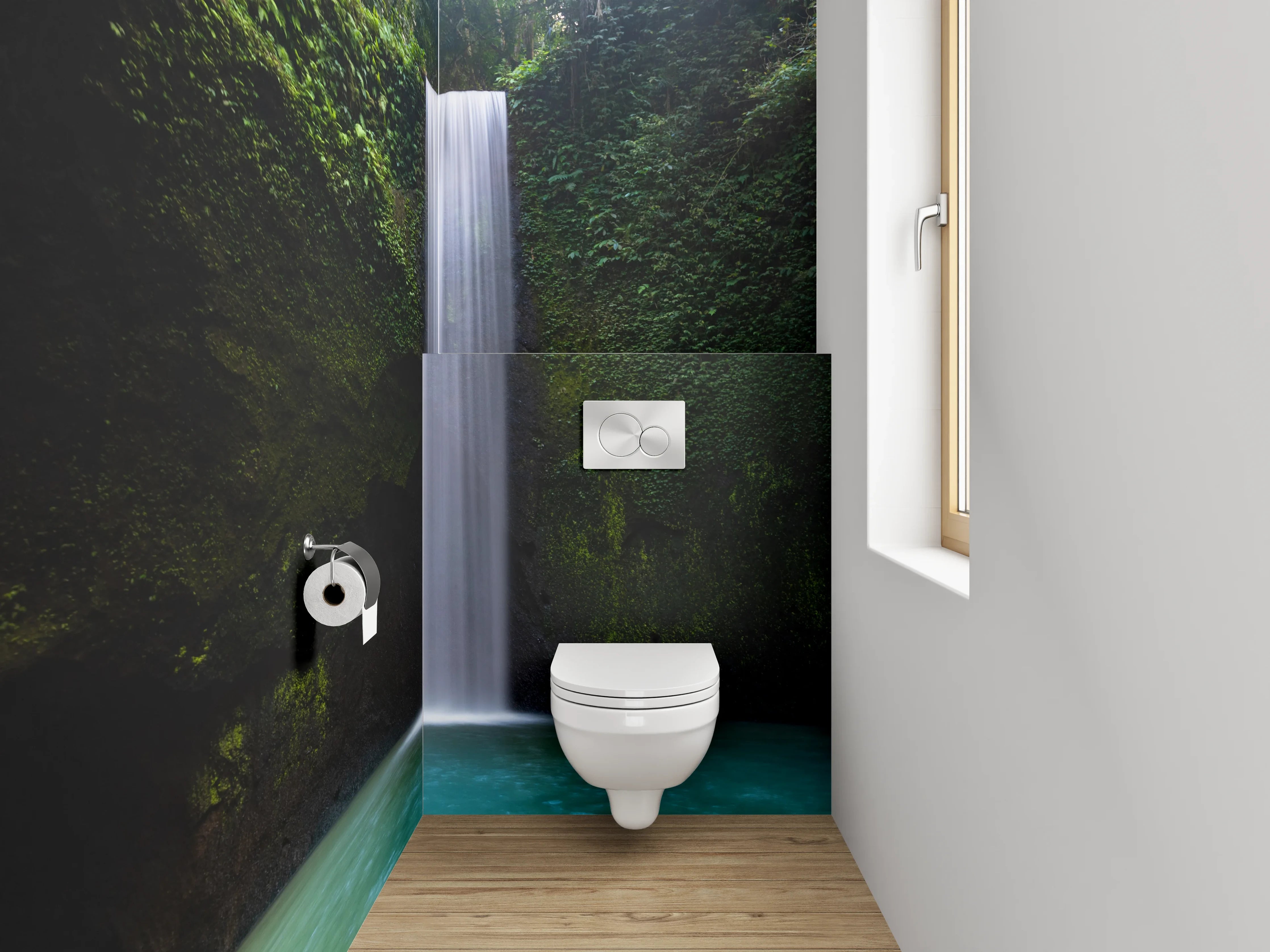WC-Rückwand - Magischer Wasserfall im Dschungel