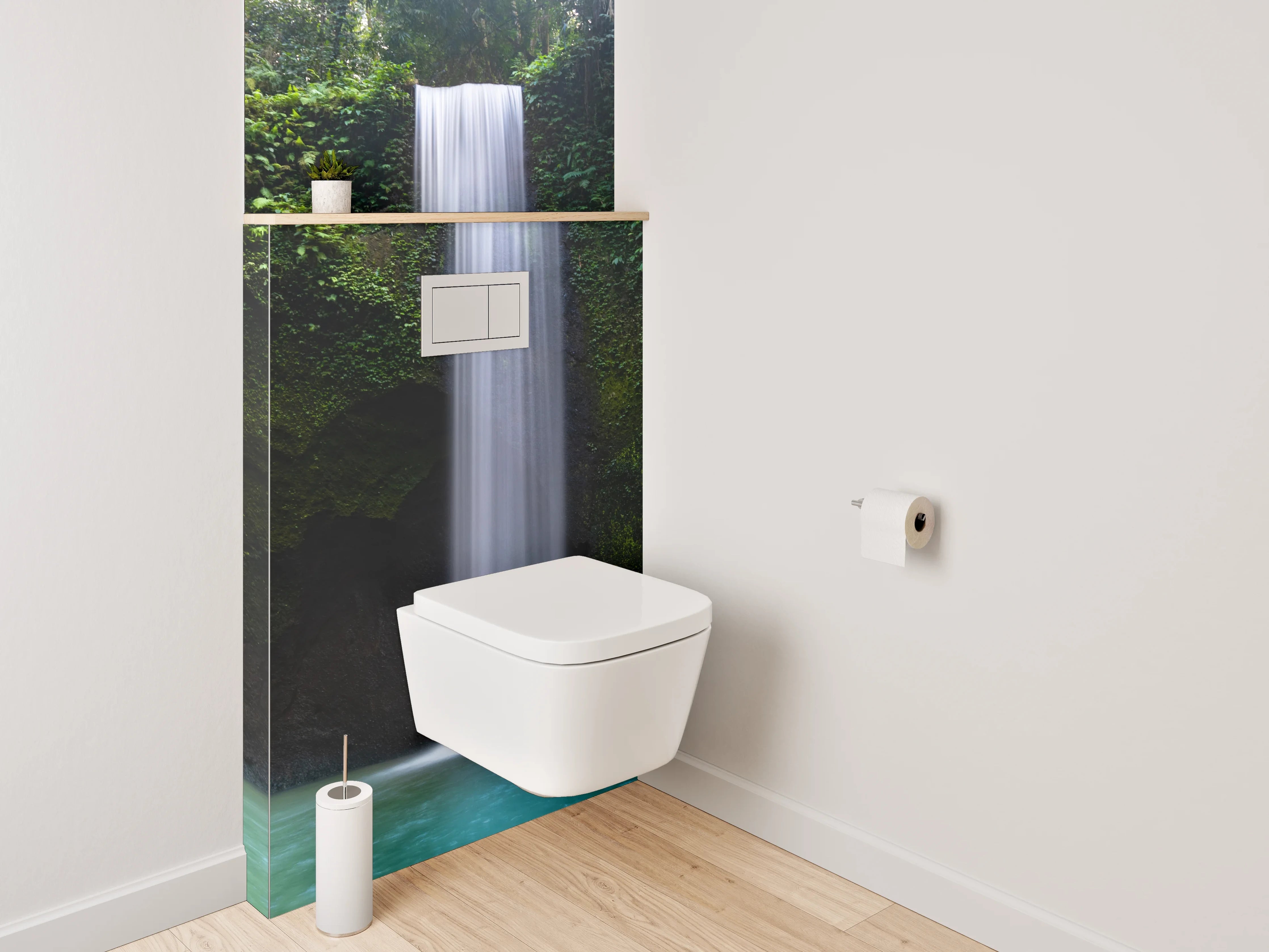 WC-Rückwand - Magischer Wasserfall im Dschungel