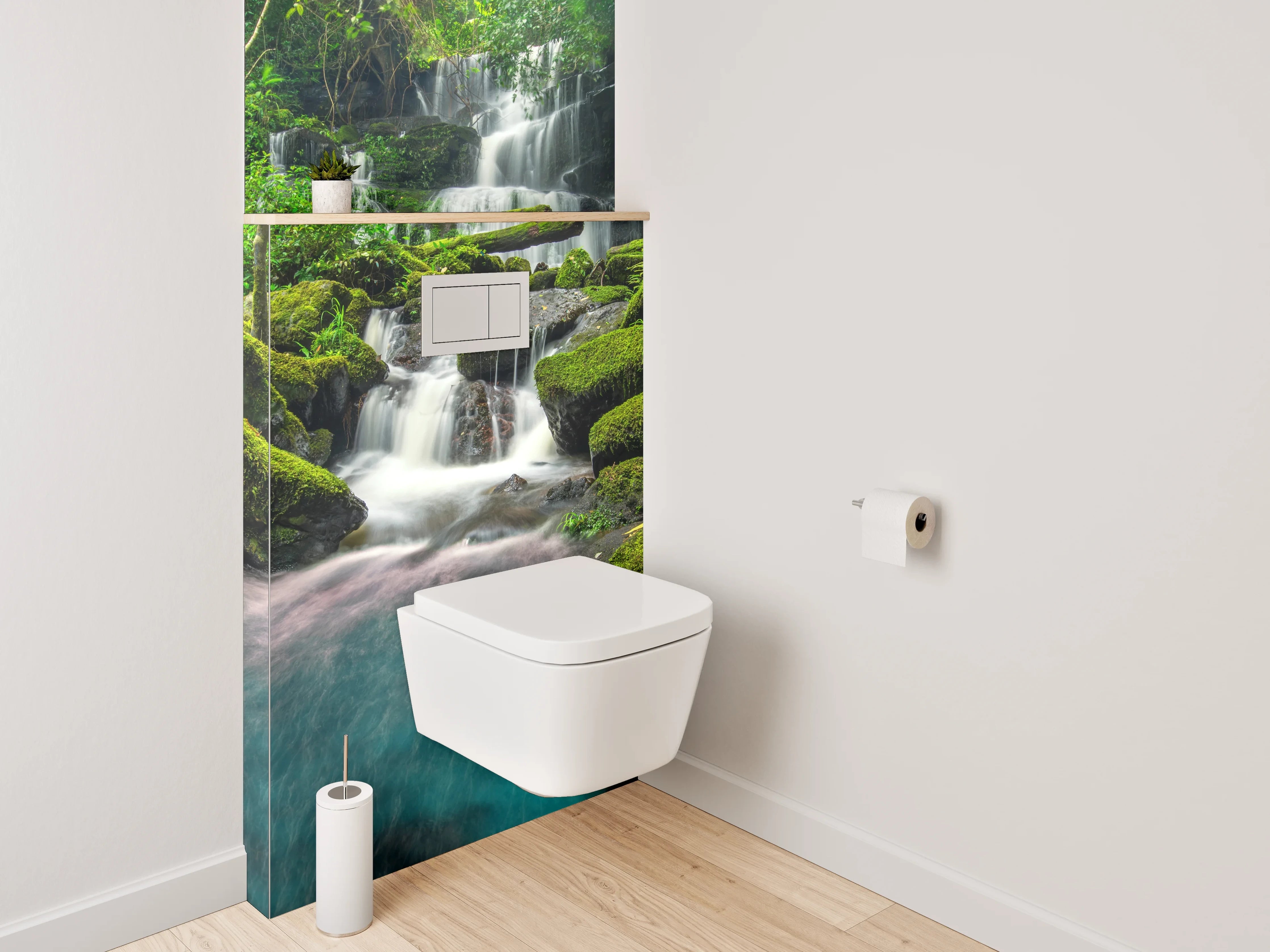 WC-Rückwand - Magischer Wasserfall im grünen Dschungel