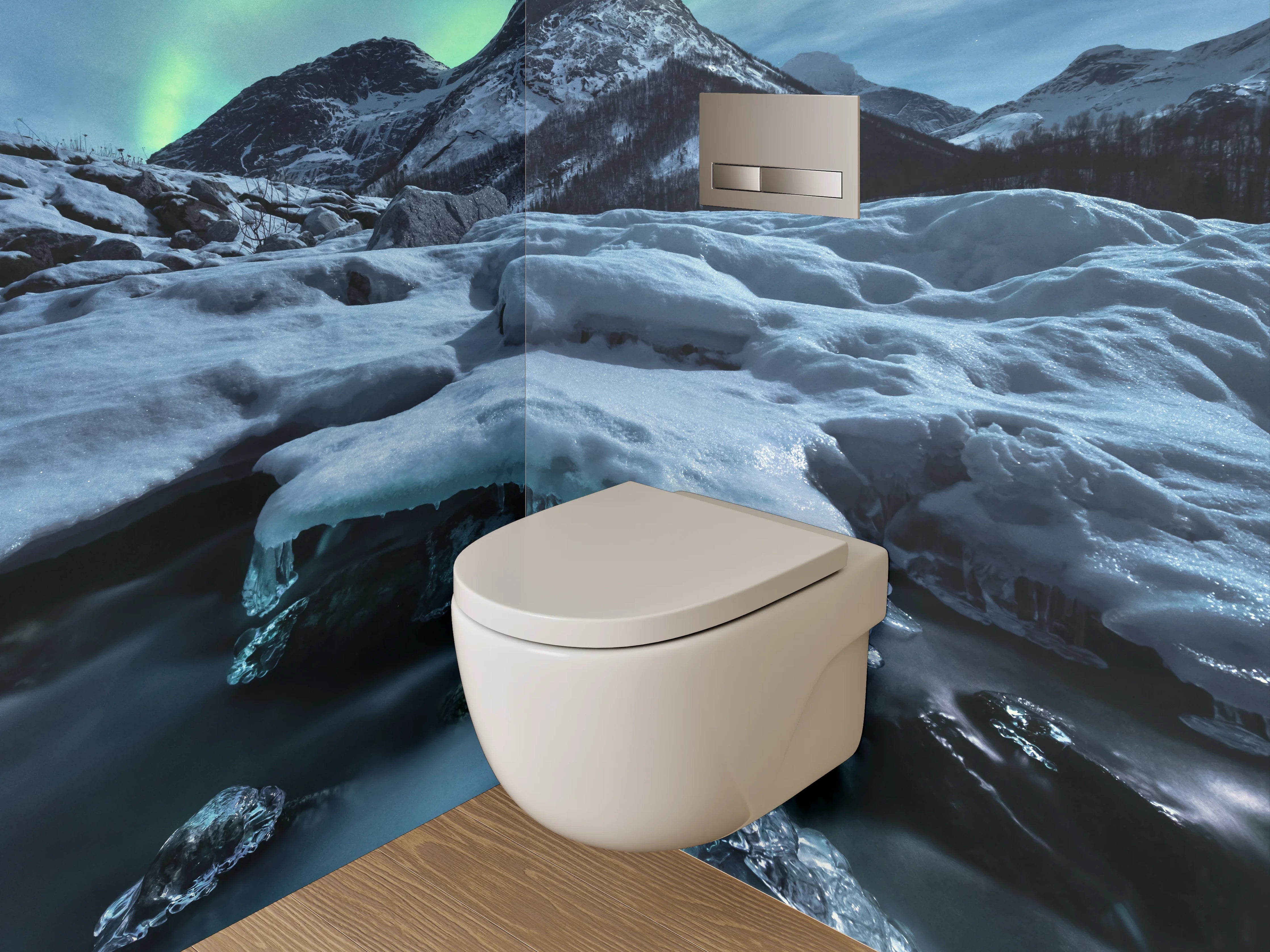 WC-Rückwand - Magisches Polarlicht über Eislandschaft