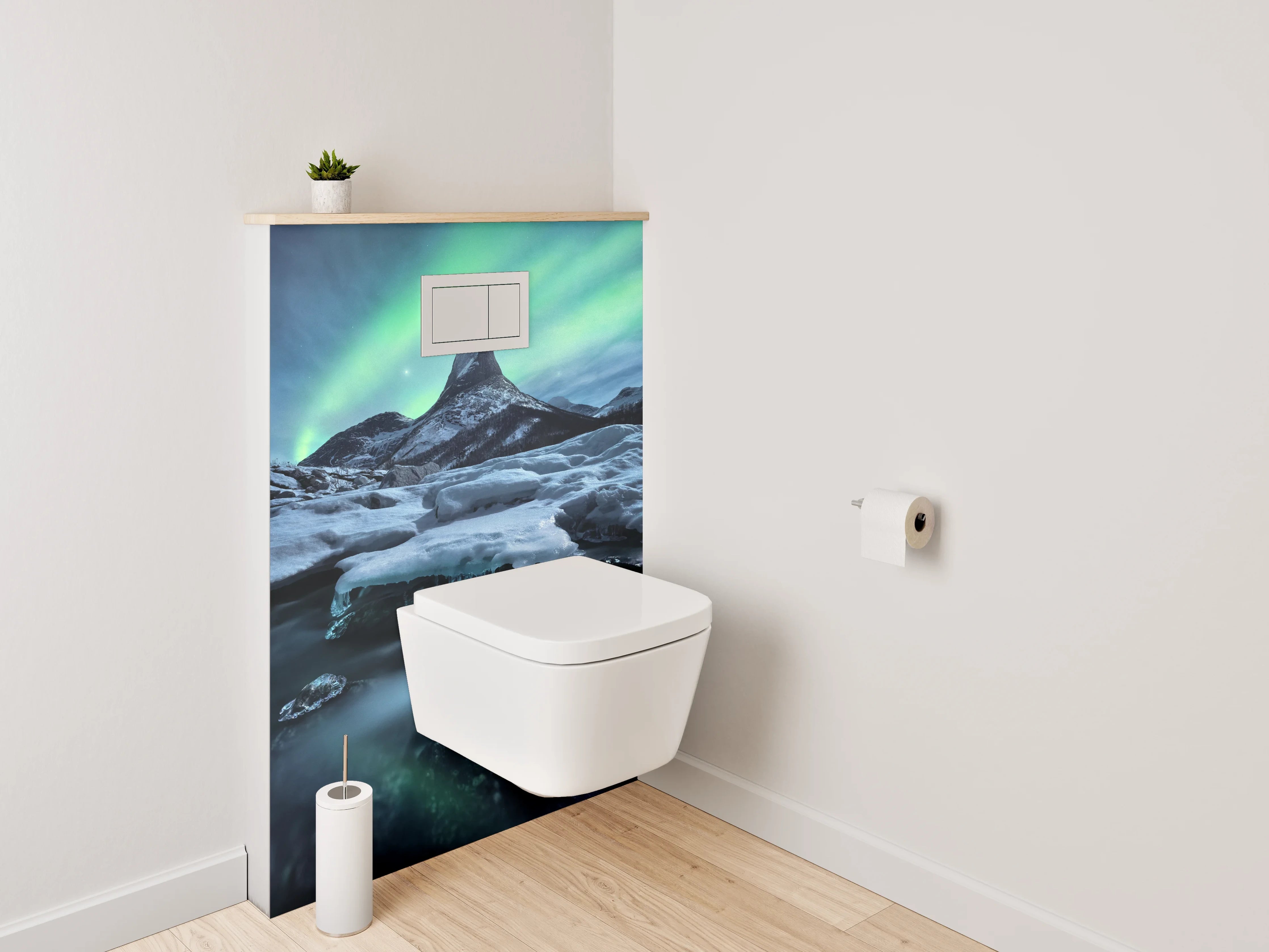 WC-Rückwand - Magisches Polarlicht über Eislandschaft