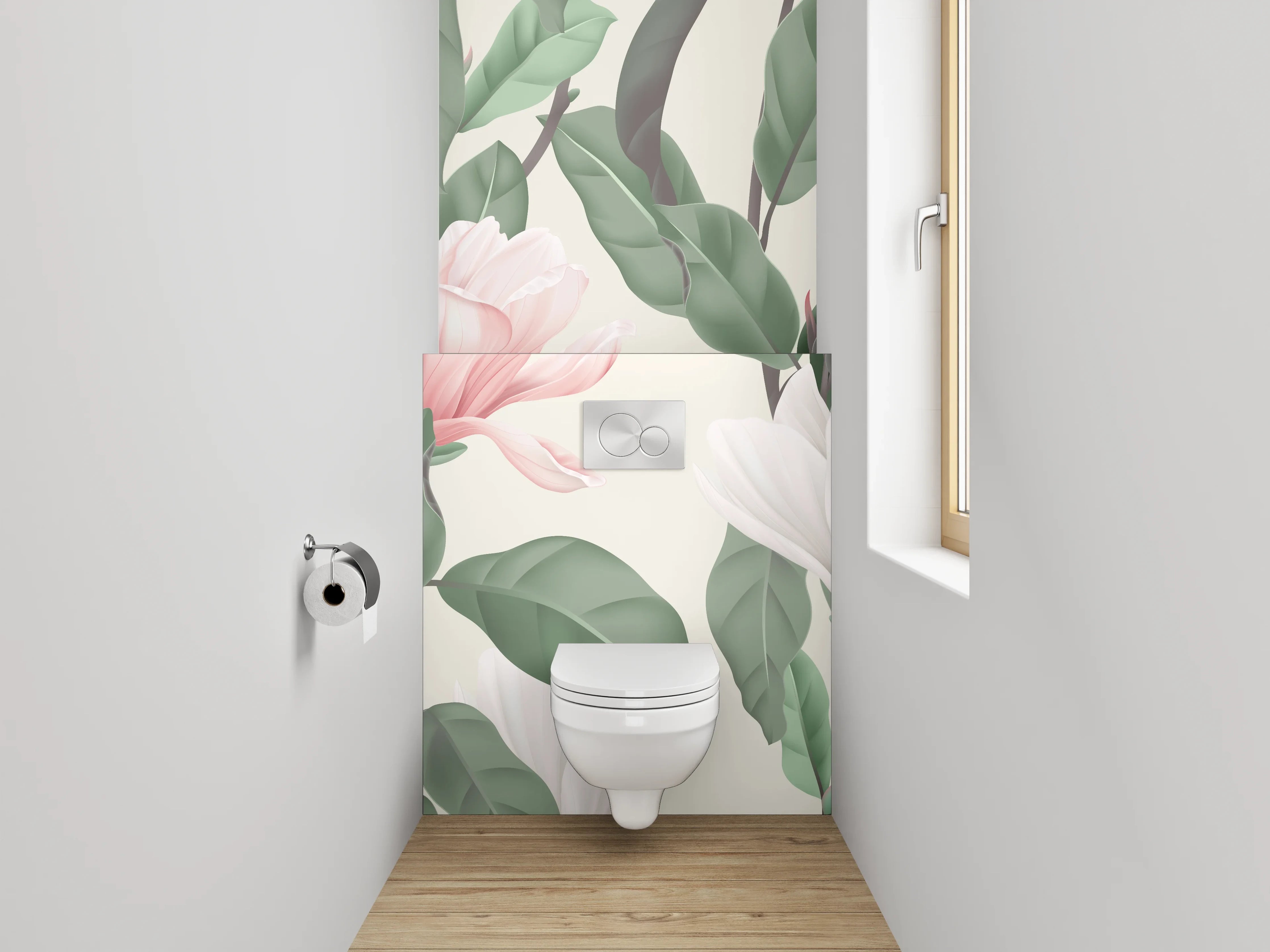 WC-Rückwand - Magnolien Blumen Illustration Pastell