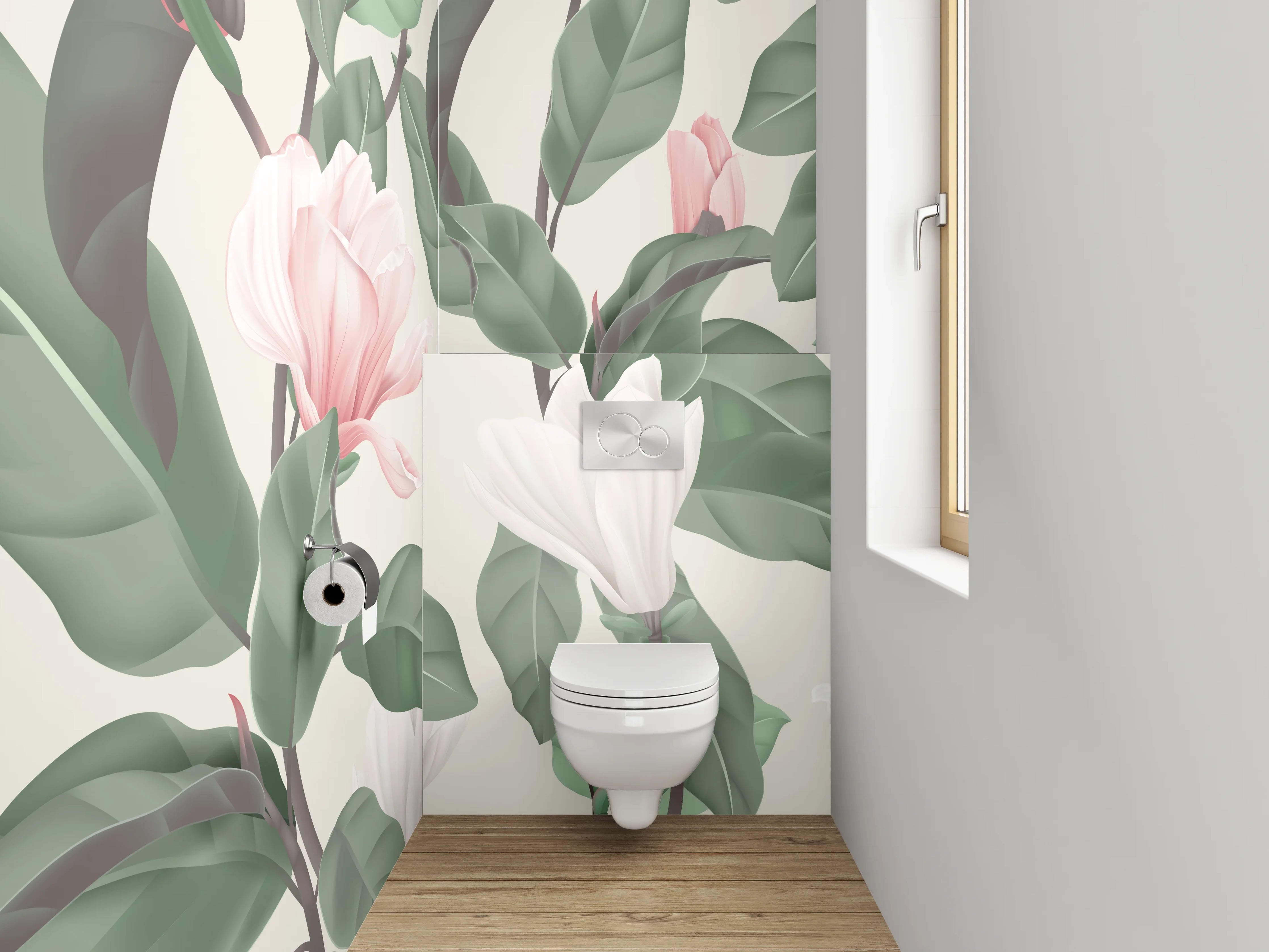WC-Rückwand - Magnolien Blumen Illustration Pastell