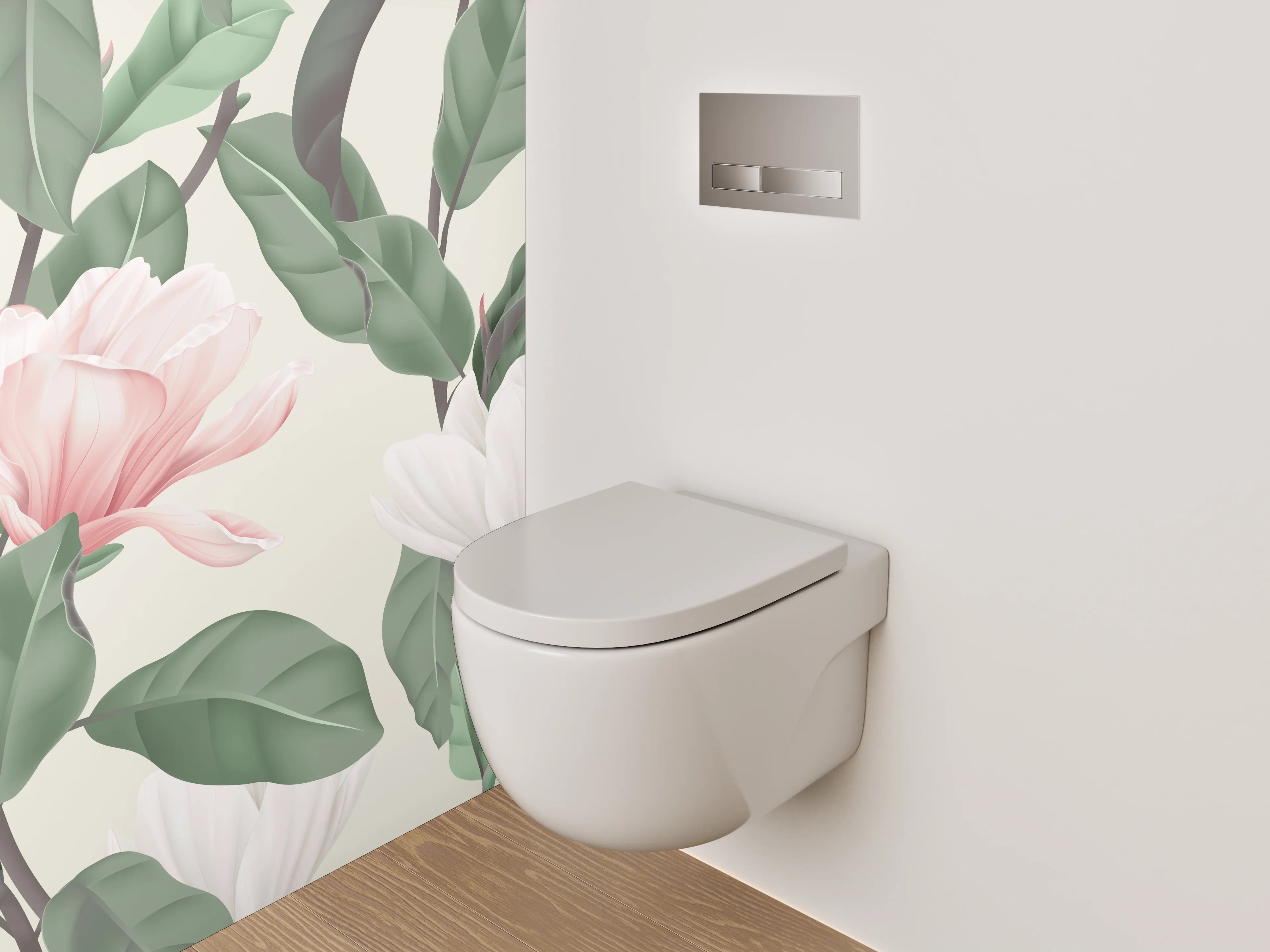 WC-Rückwand - Magnolien Blumen Illustration Pastell