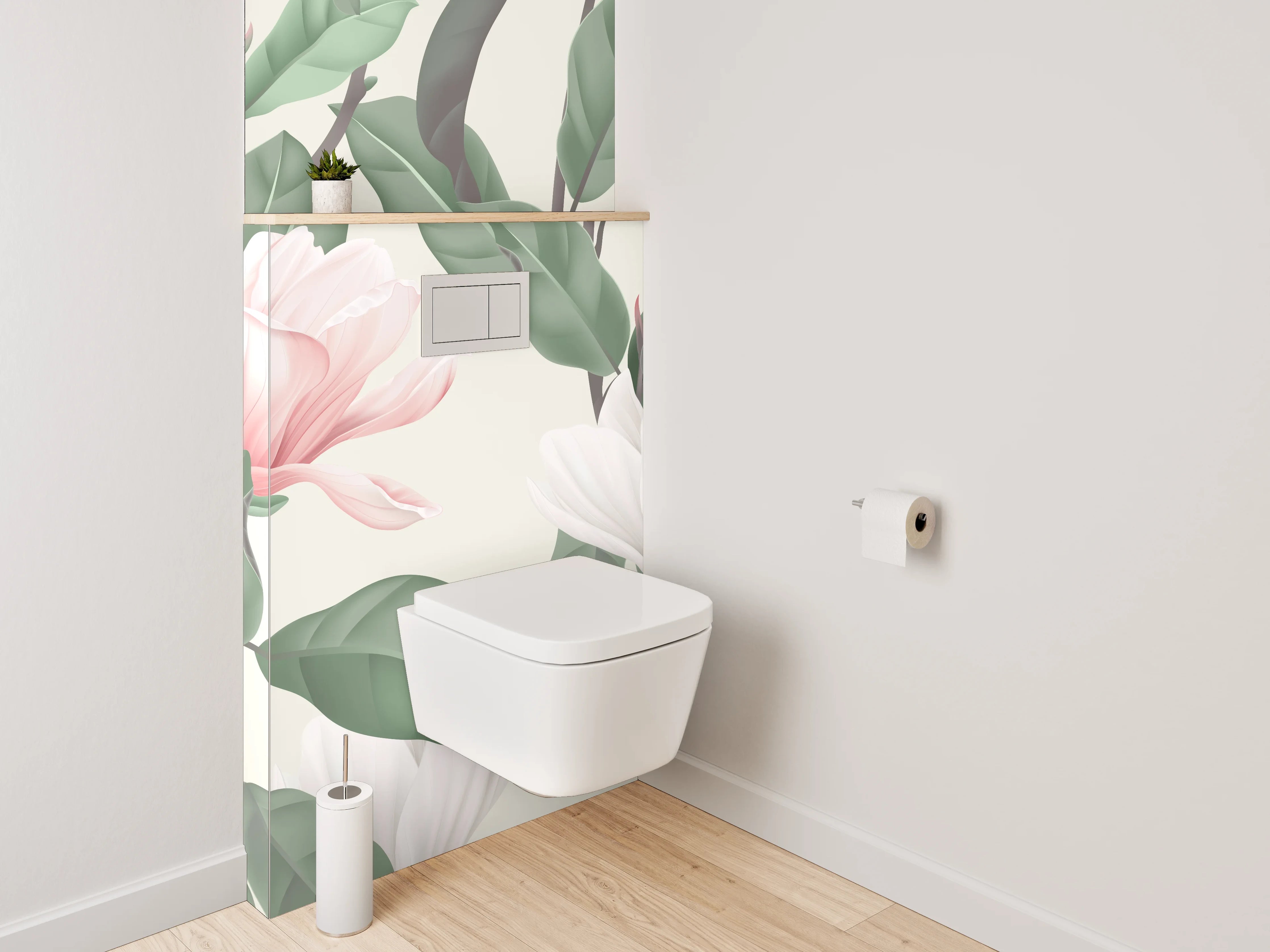 WC-Rückwand - Magnolien Blumen Illustration Pastell