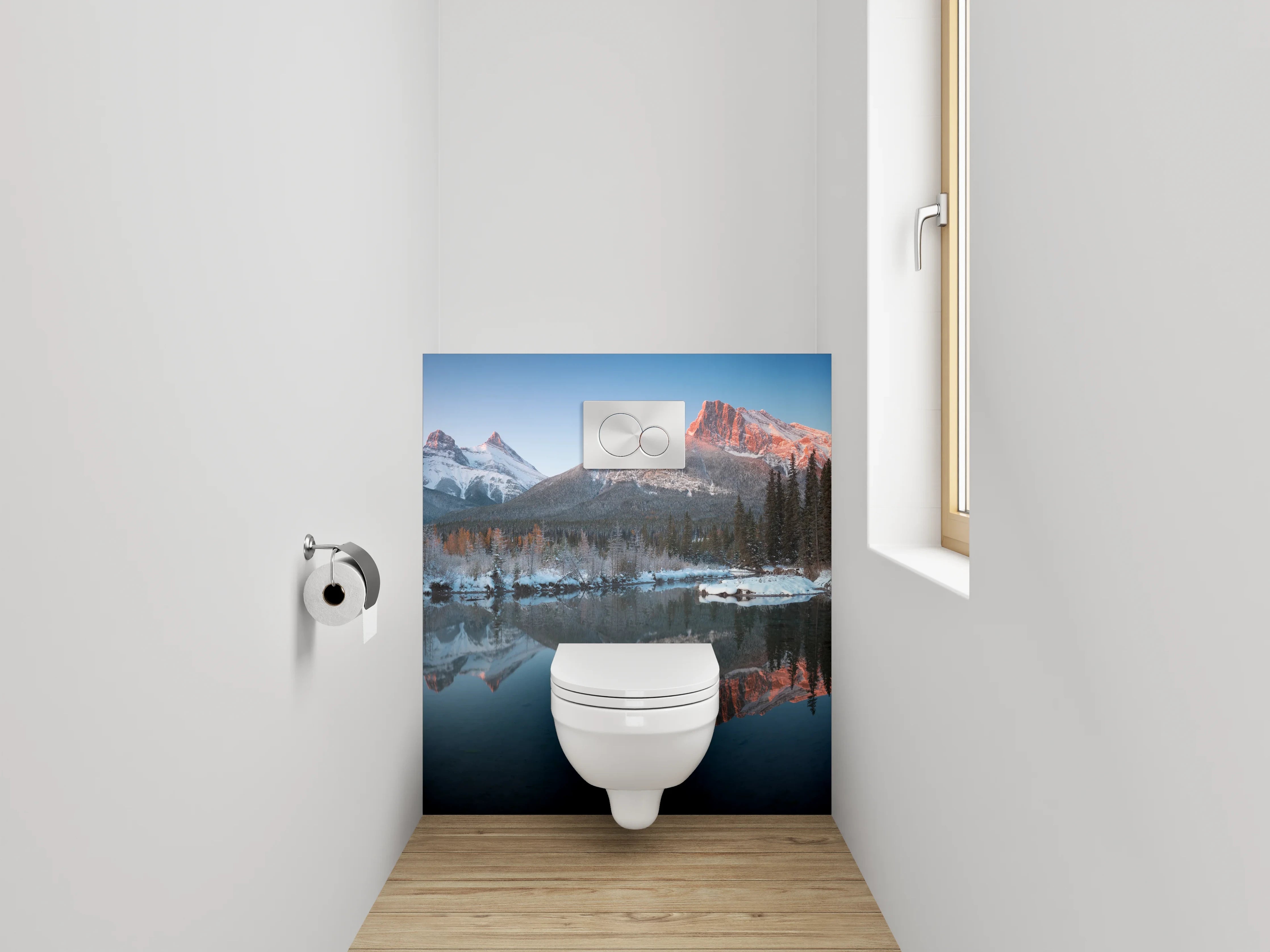 WC-Rückwand - Majestätische Alpenpanorama Spiegelung