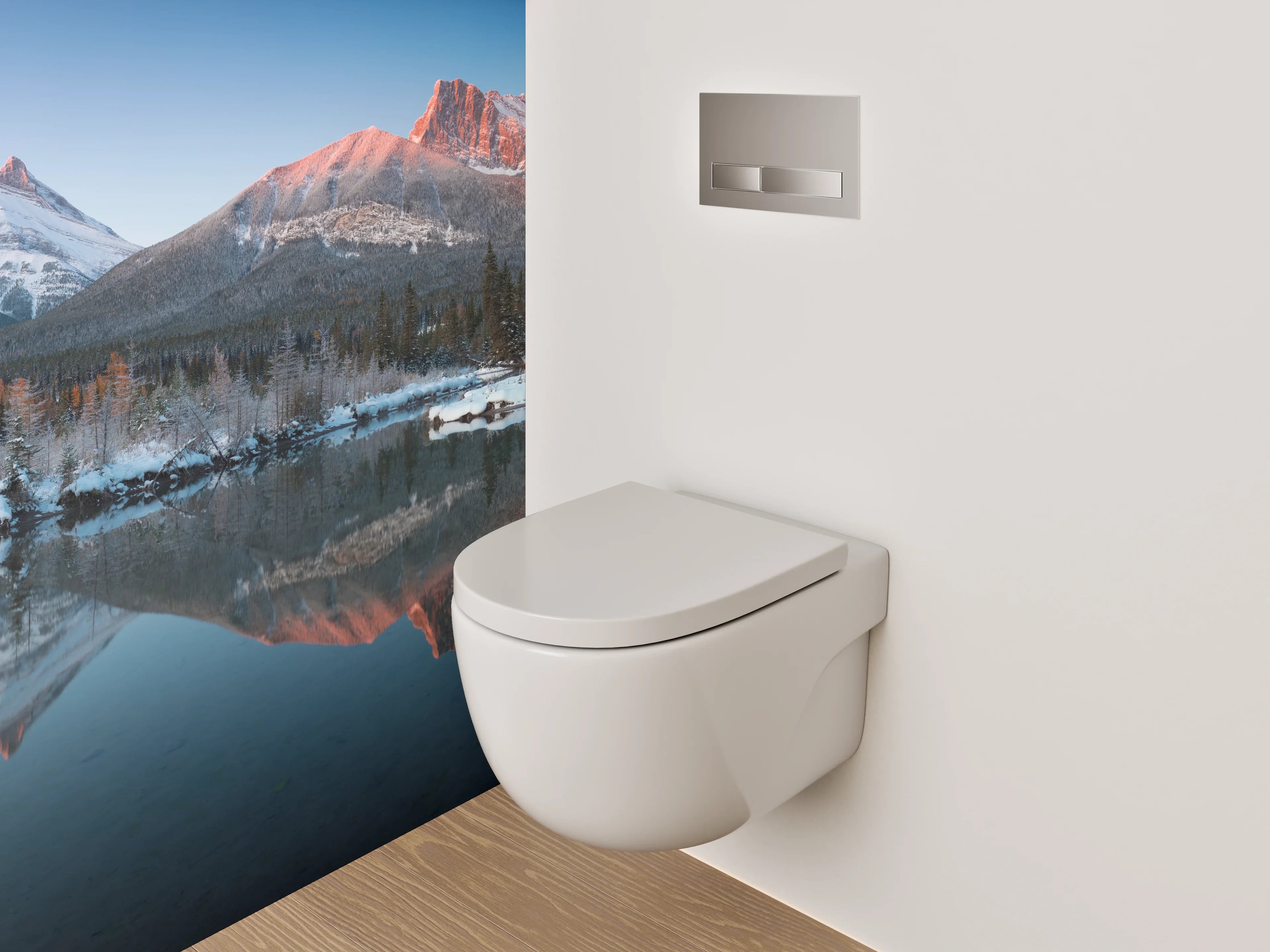 WC-Rückwand - Majestätische Alpenpanorama Spiegelung
