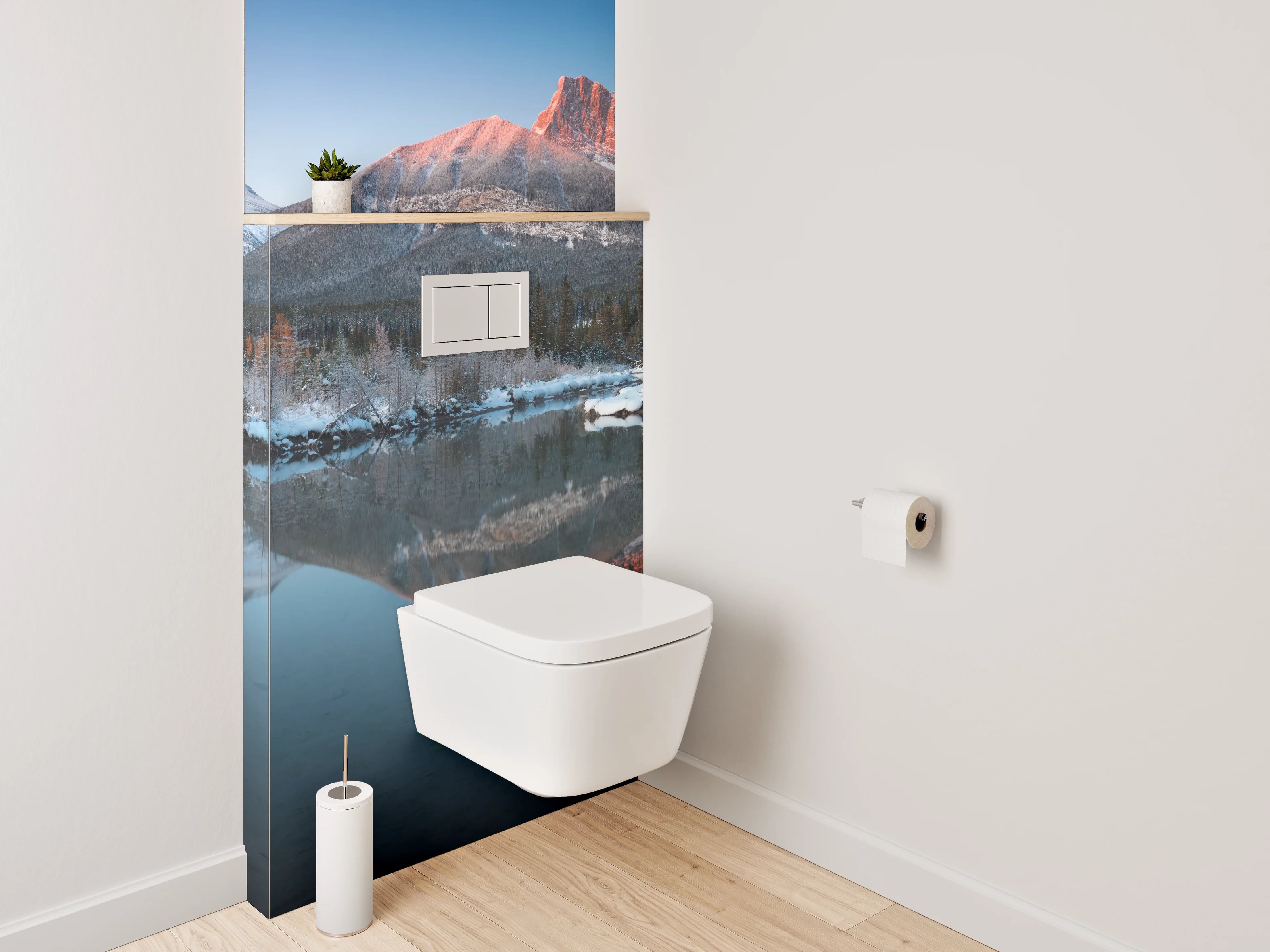 WC-Rückwand - Majestätische Alpenpanorama Spiegelung
