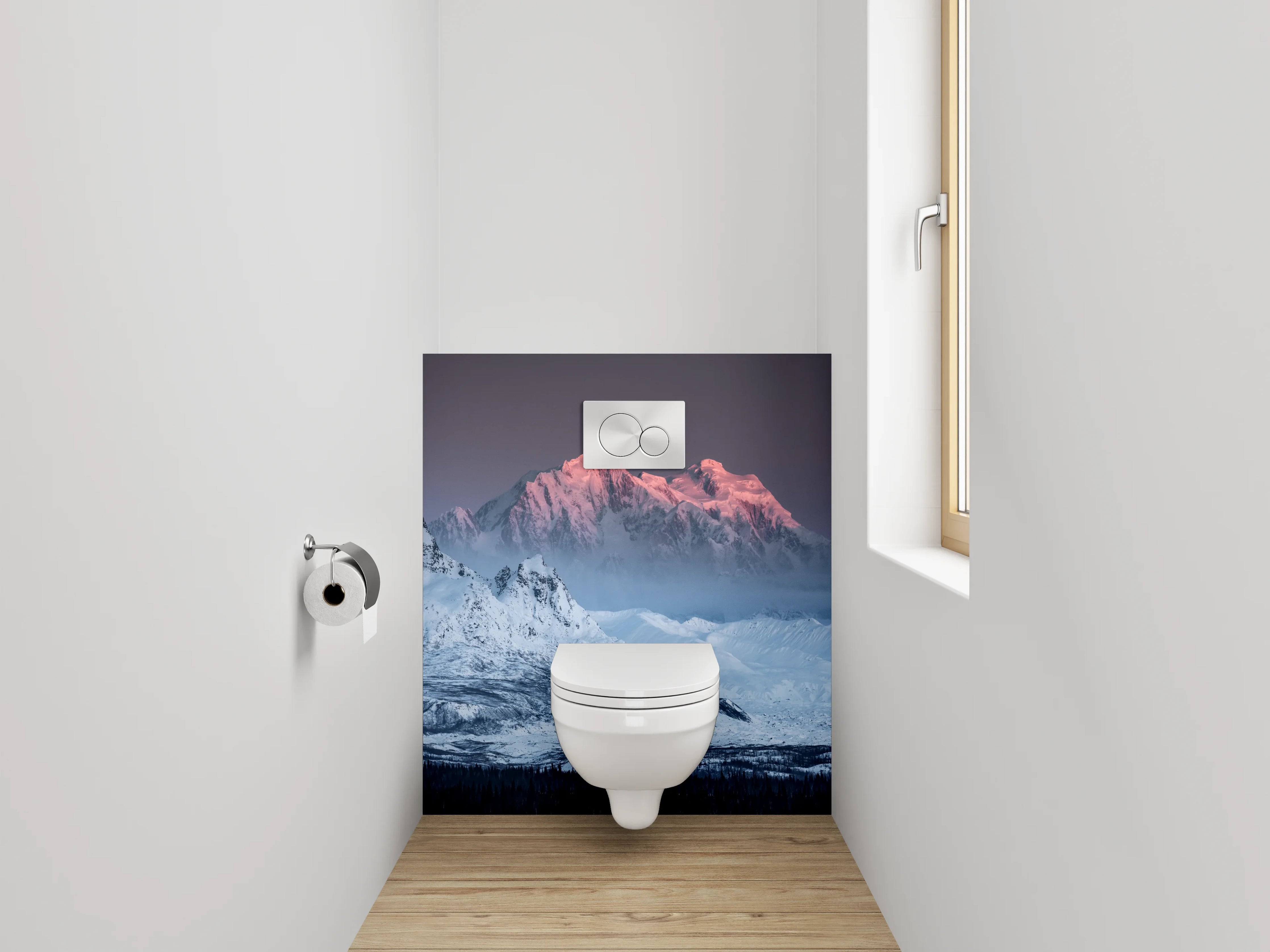WC-Rückwand - Majestätische Berge im Morgenlicht