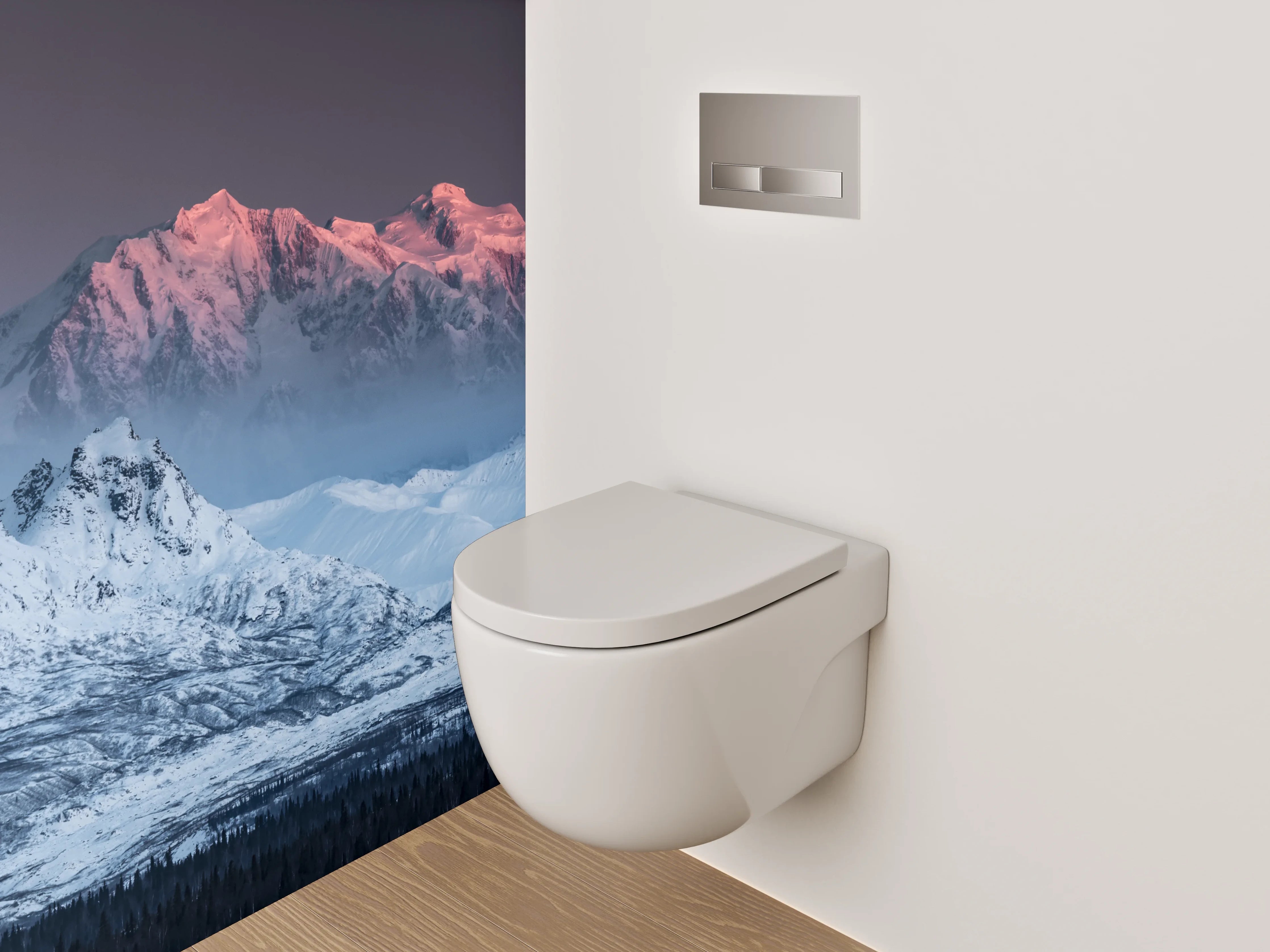 WC-Rückwand - Majestätische Berge im Morgenlicht