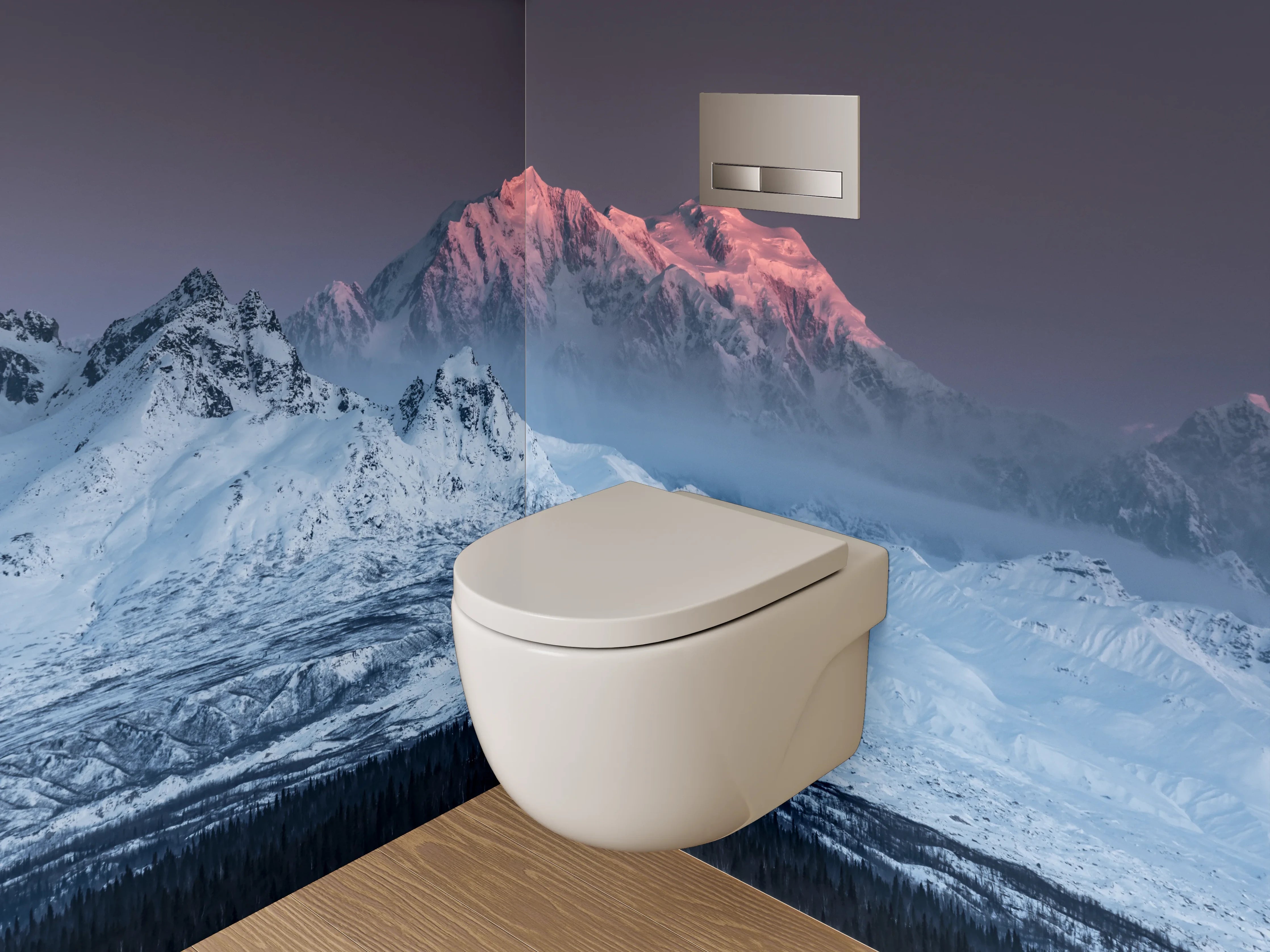 WC-Rückwand - Majestätische Berge im Morgenlicht