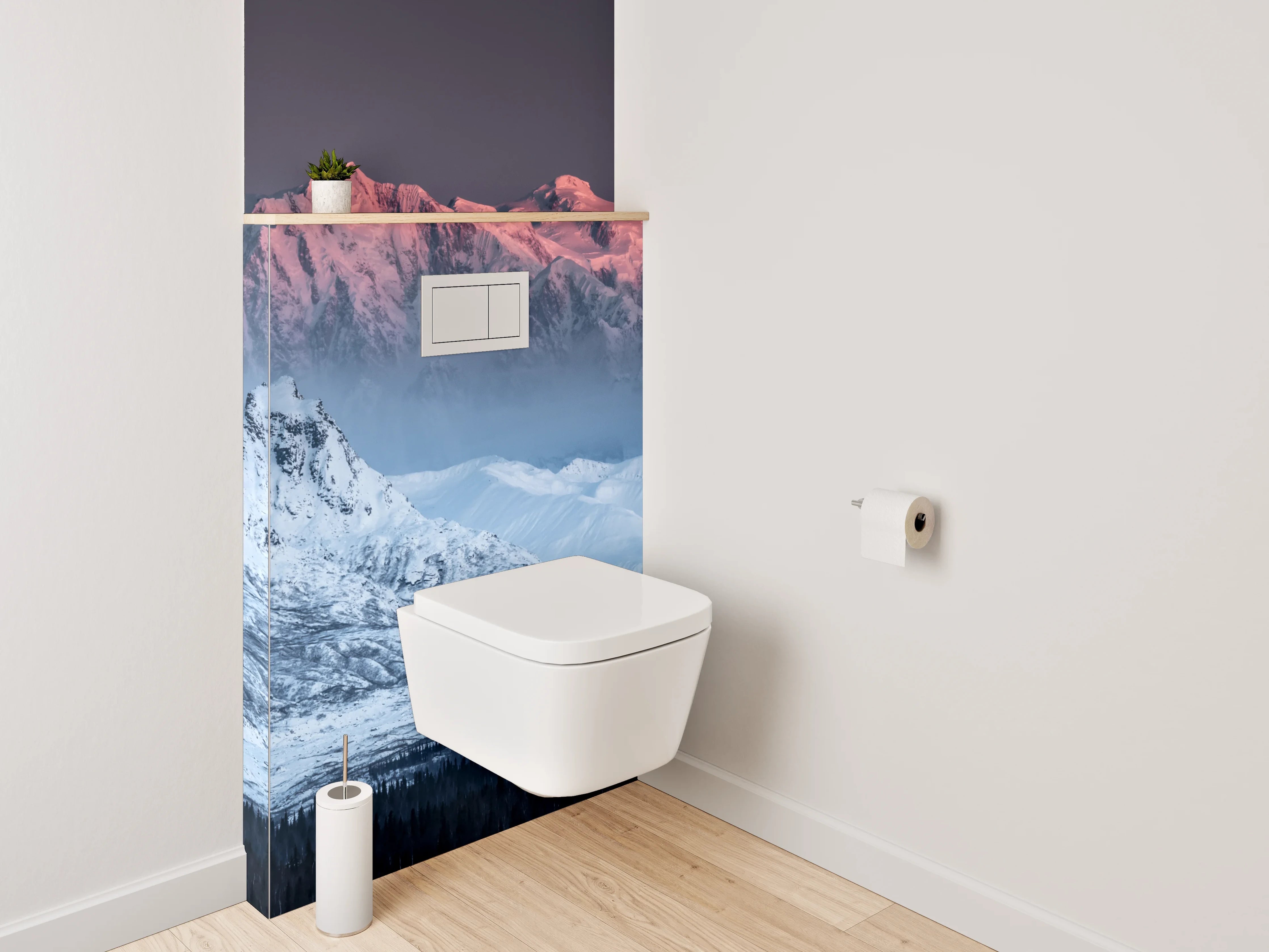 WC-Rückwand - Majestätische Berge im Morgenlicht